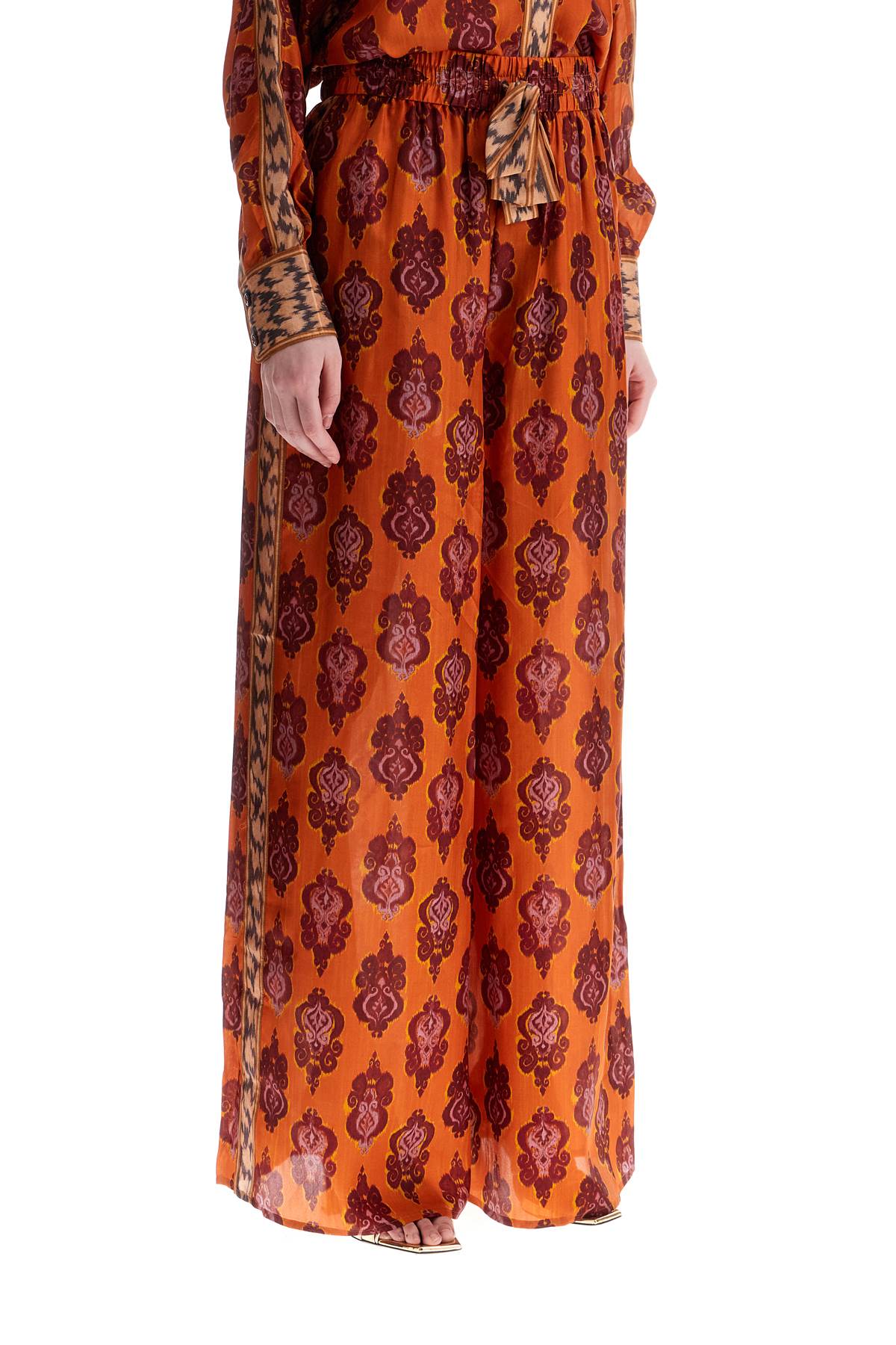 Zimmermann high waist wide leg ikat print silk pants orange image 1