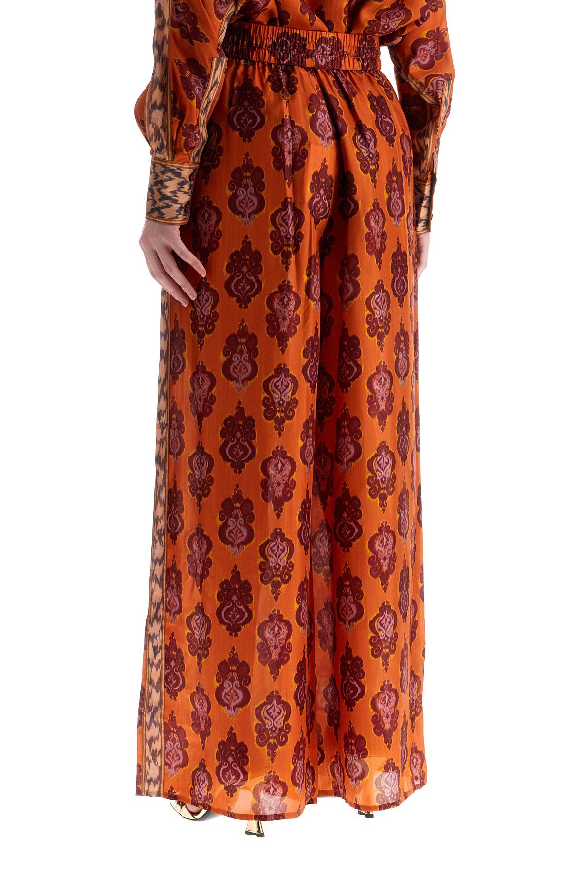 Zimmermann high waist wide leg ikat print silk pants orange image 2