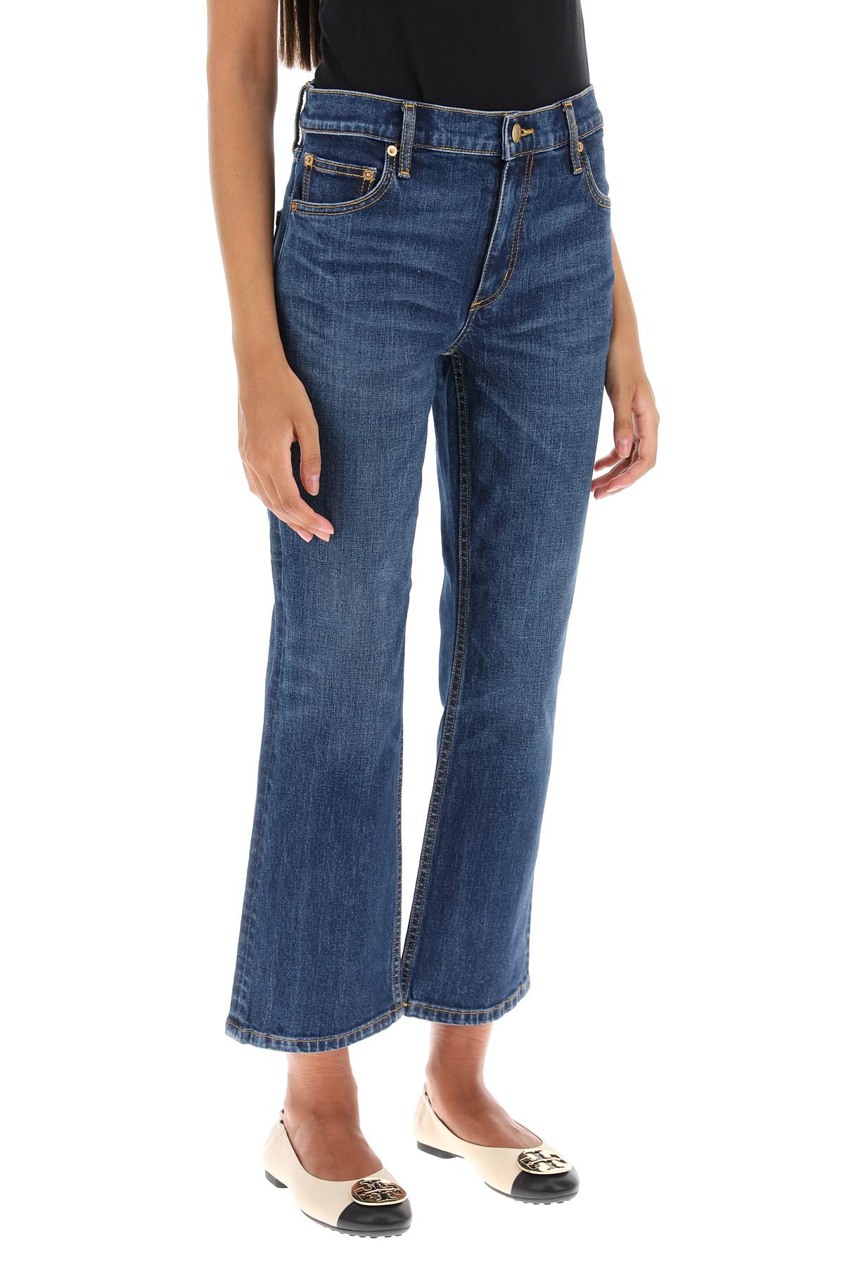 Tory Burch Cropped Flared Jeans in Dark Vintage Wash image 1