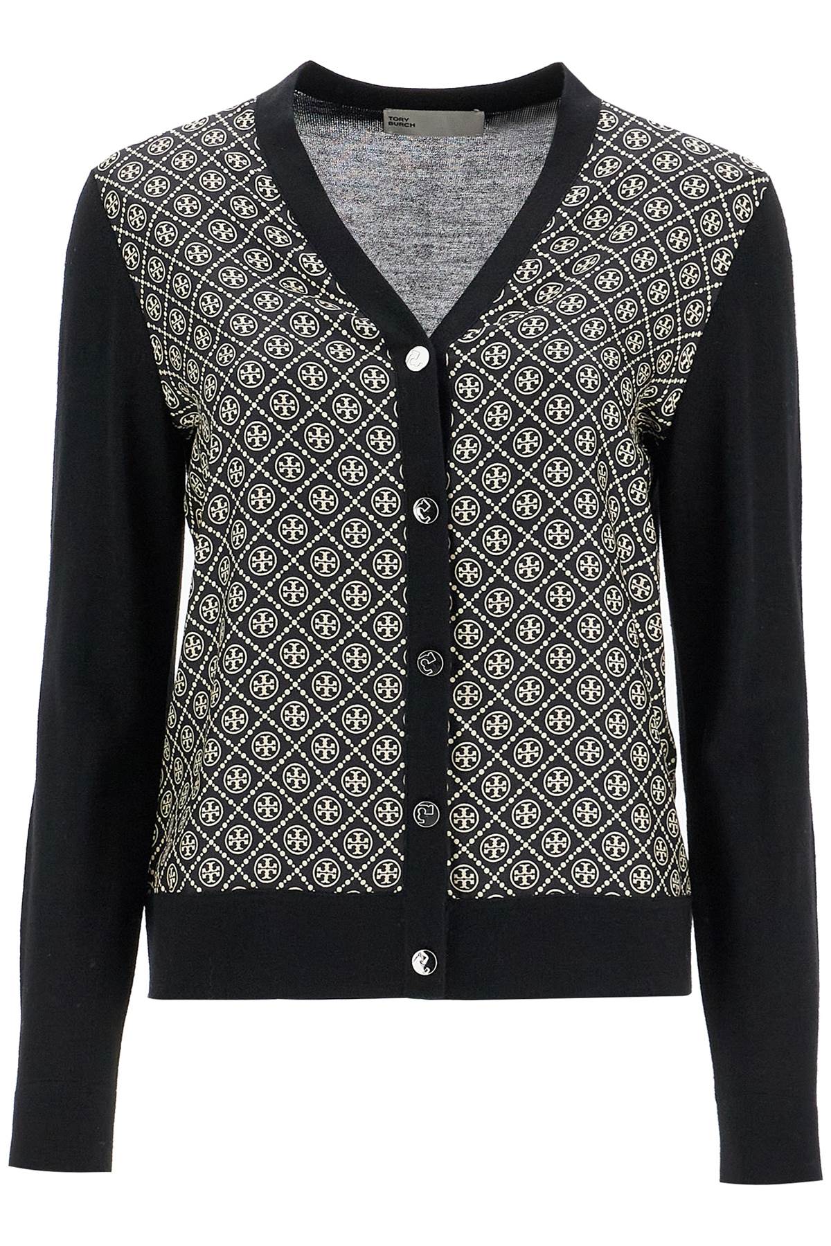 Tory Burch Wool Cardigan with Silk Double T Insert image 0