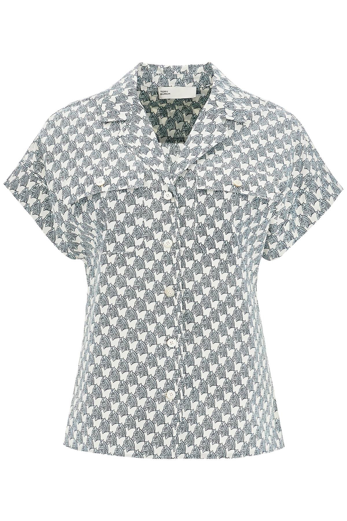 Tory Burch Zebra Print Poplin Camp Shirt image 0