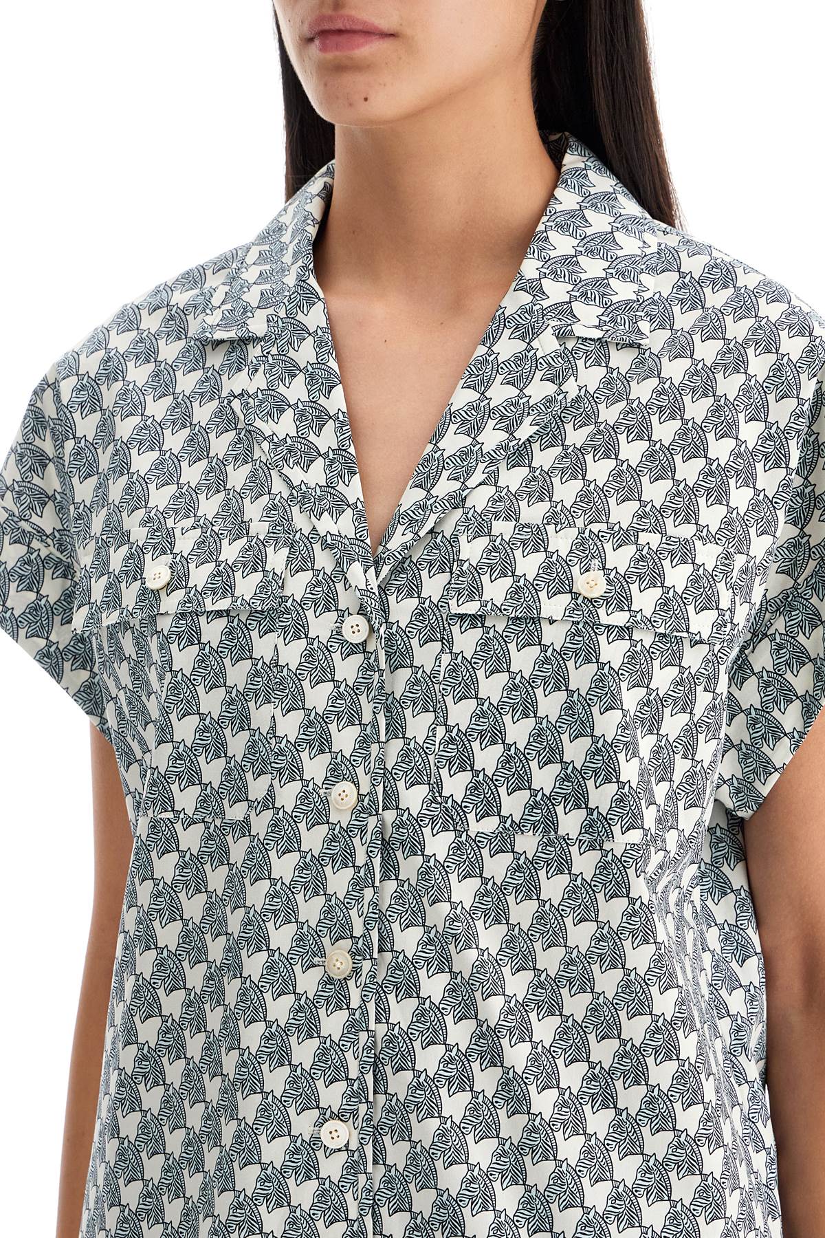 Tory Burch Zebra Print Poplin Camp Shirt image 3