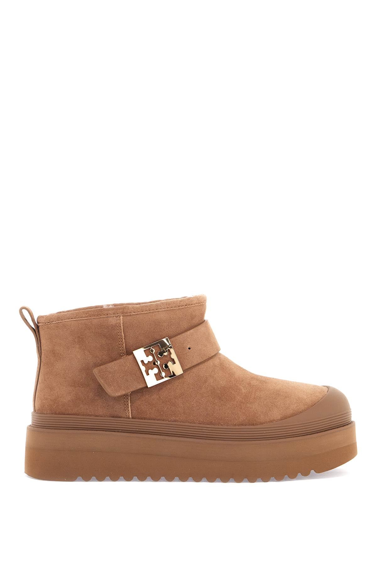 Tory Burch Mellow Suede Ankle Boots with Double T Buckle image 0