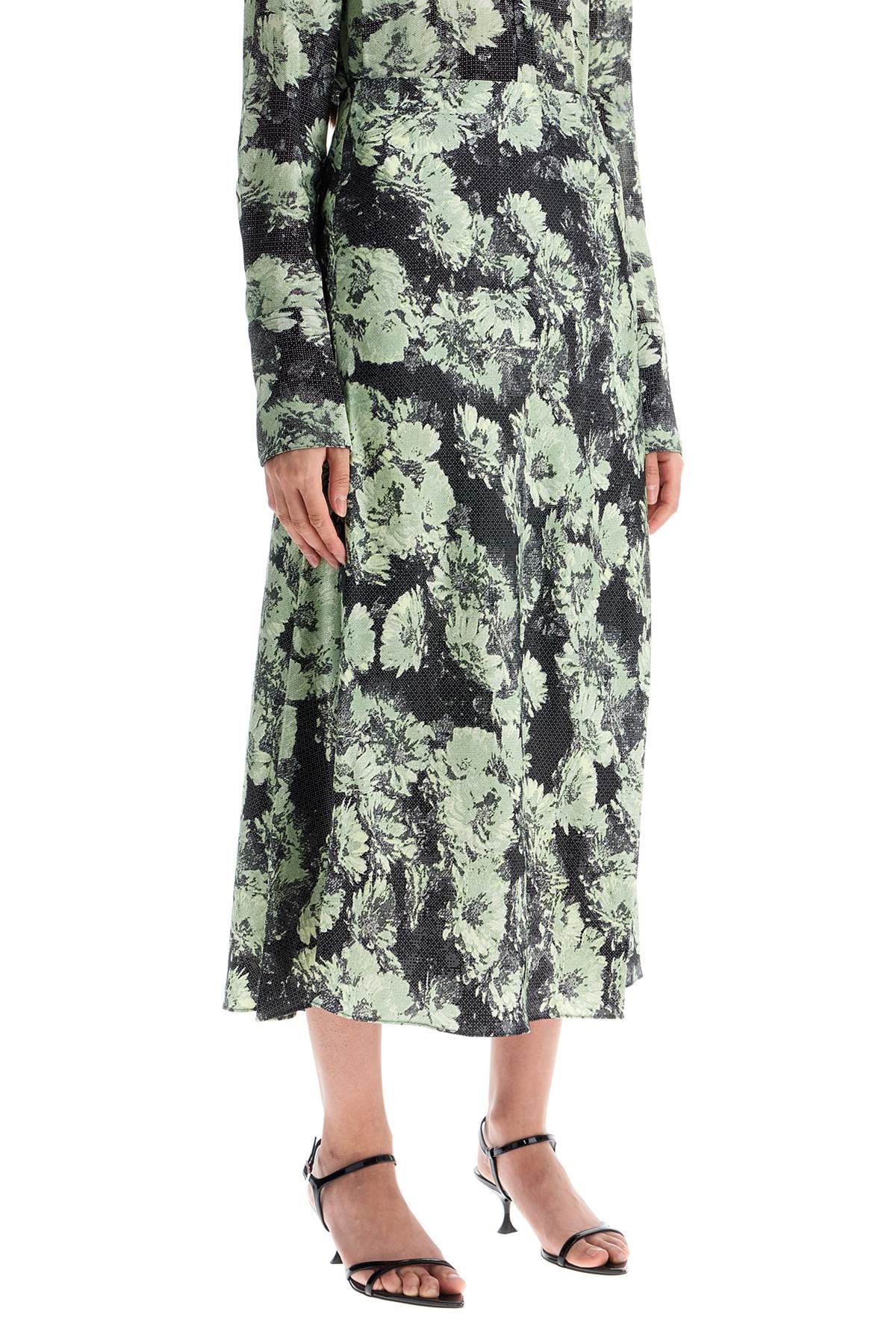 Tory Burch Floral Satin Midi Skirt image 1