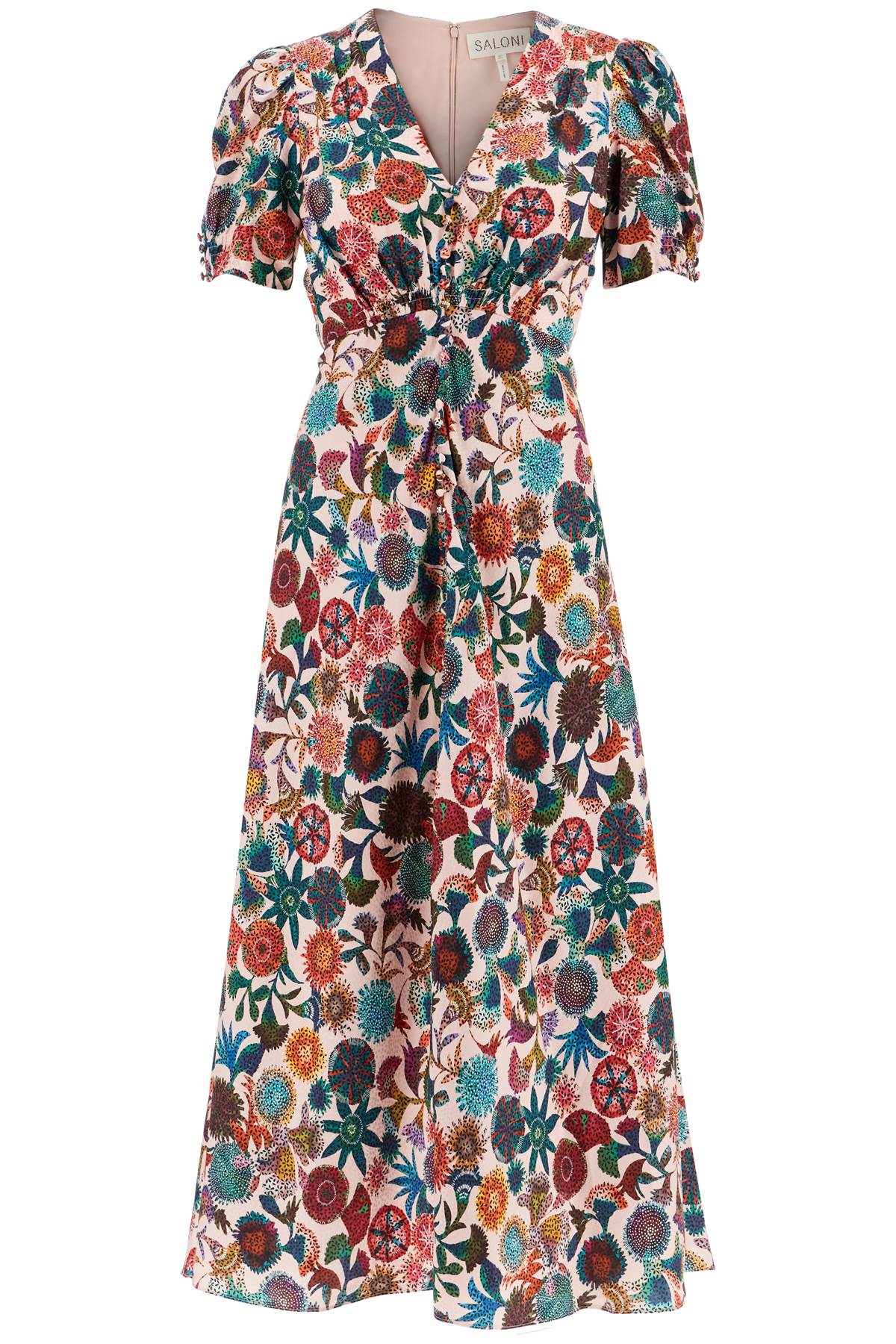 Saloni 'lea' long dress in printed silk image 0