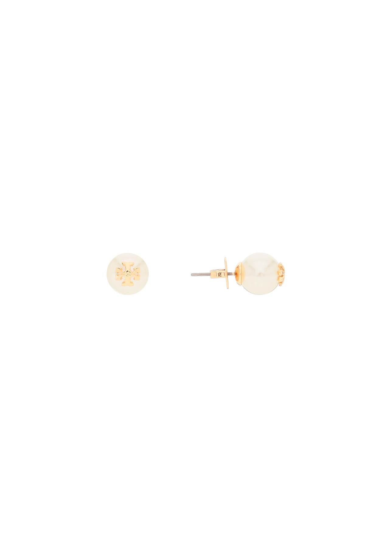 Tory Burch Kira Pearl Earrings with Gold Monogram image 1