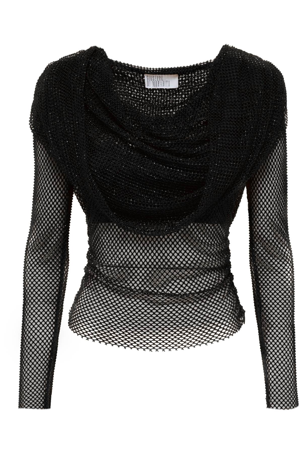 Giuseppe Di Morabito rhinestone fishnet hooded top image 0