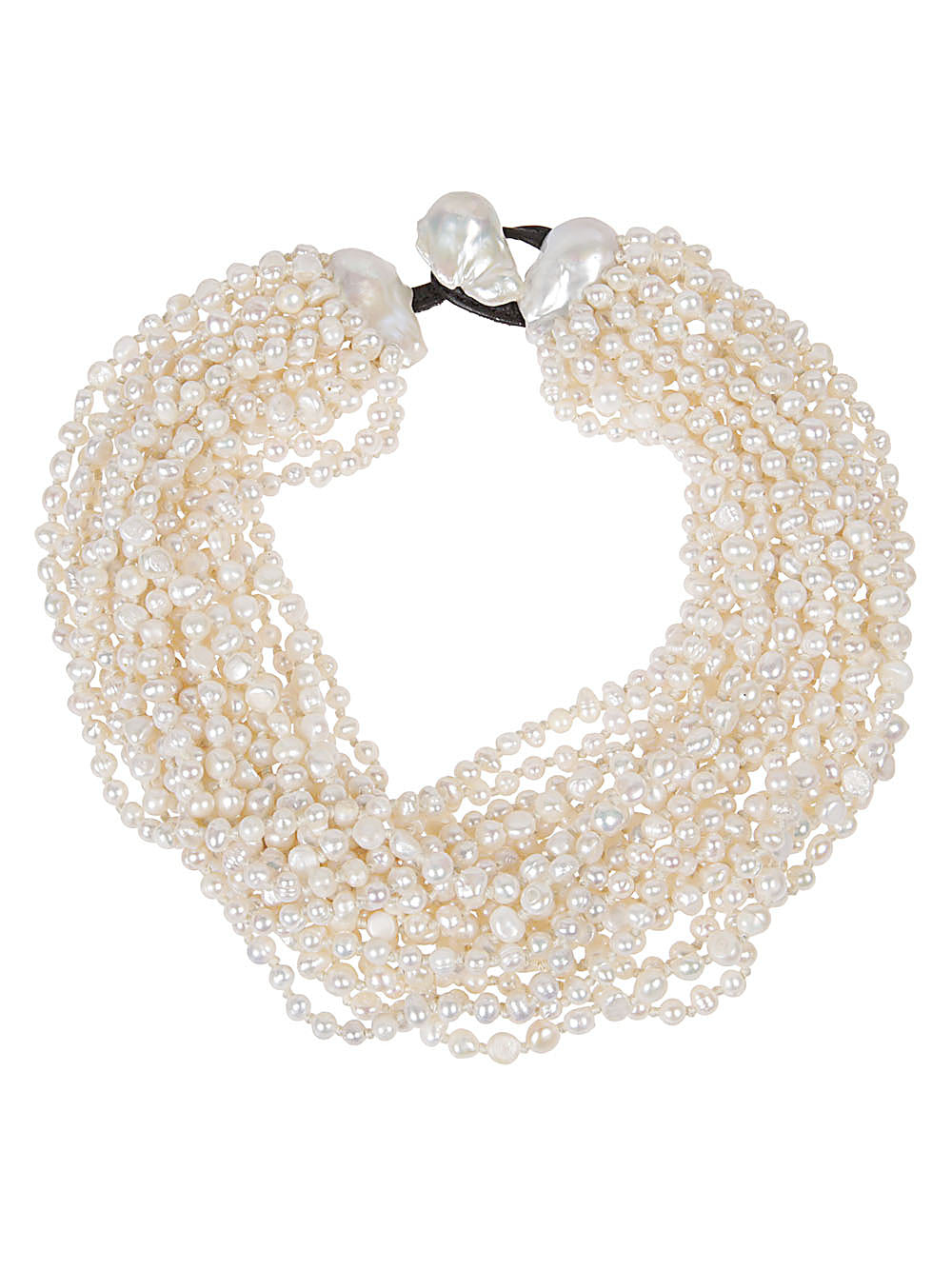 Monies Bijoux White Pearl Necklace with Leather Cord image 0