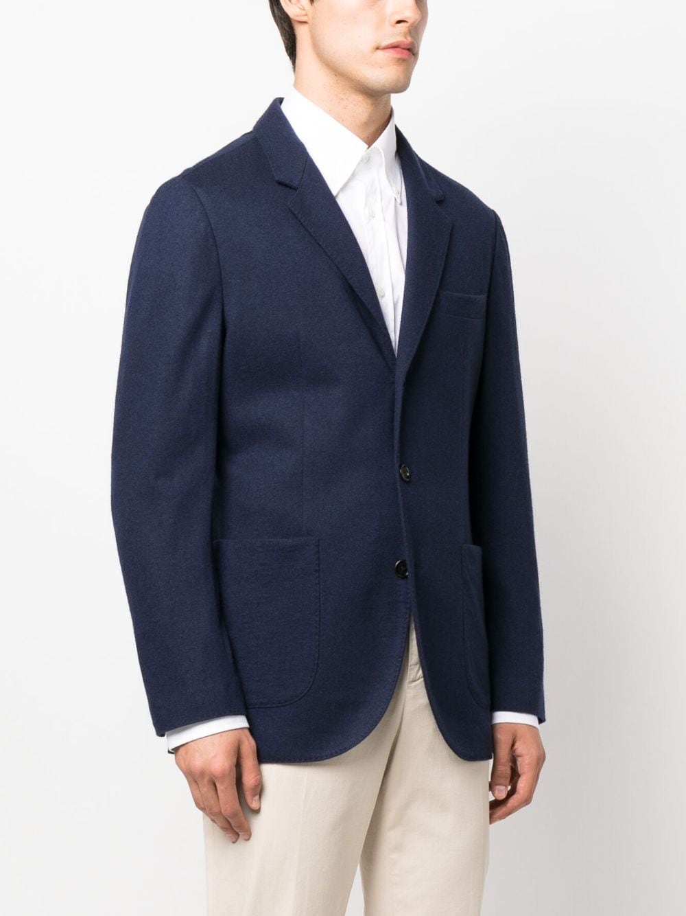 Brunello Cucinelli Blue Cashmere Notched Lapel Jacket image 2