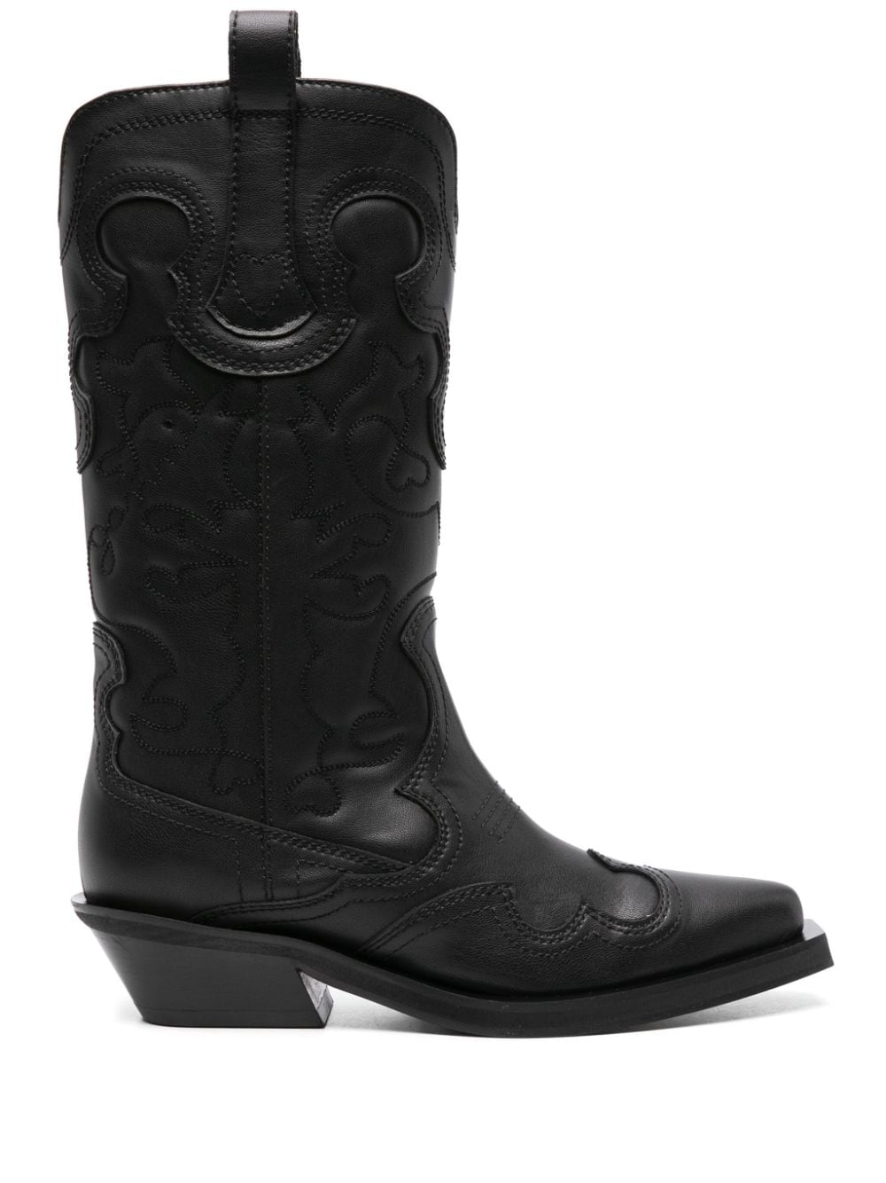 Ganni Black Faux Leather Panelled Boots image 0