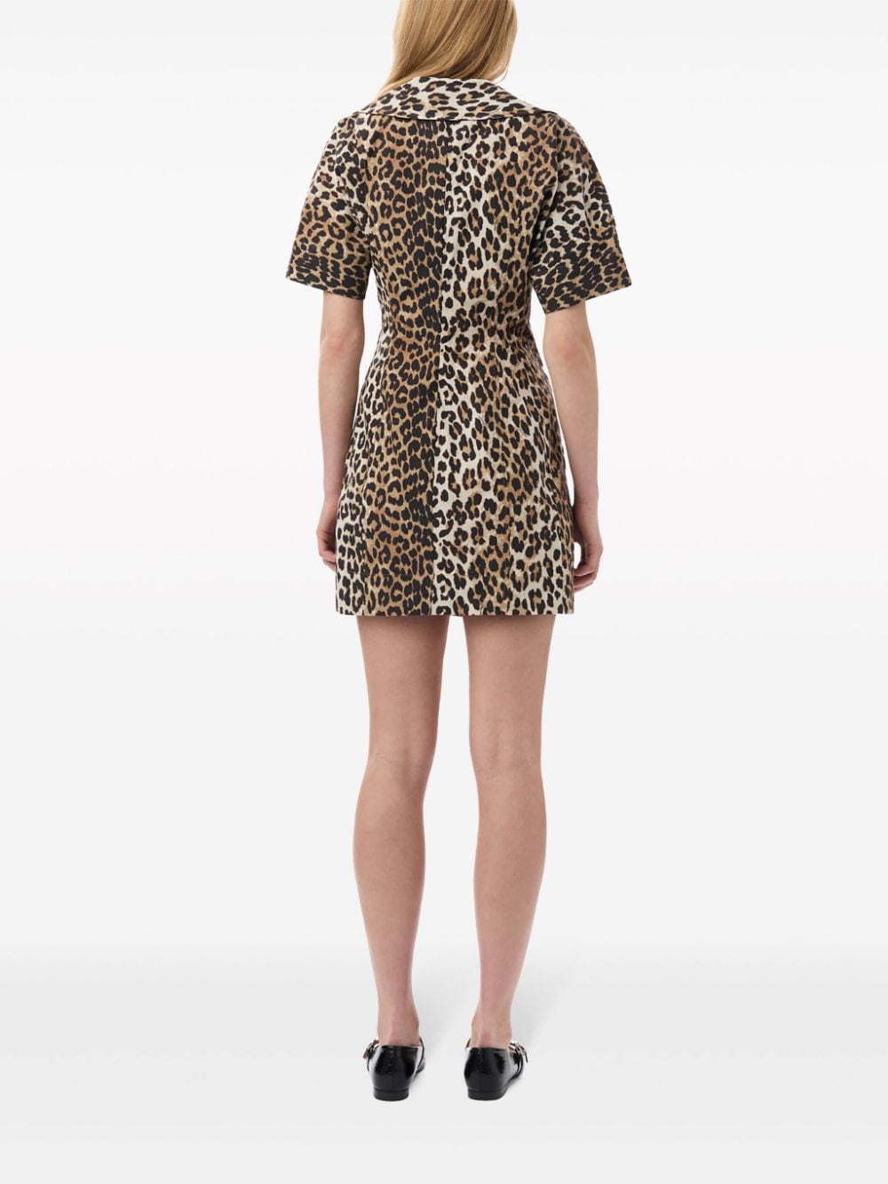 Ganni Leopard Print Wrap Dress - Brown image 4