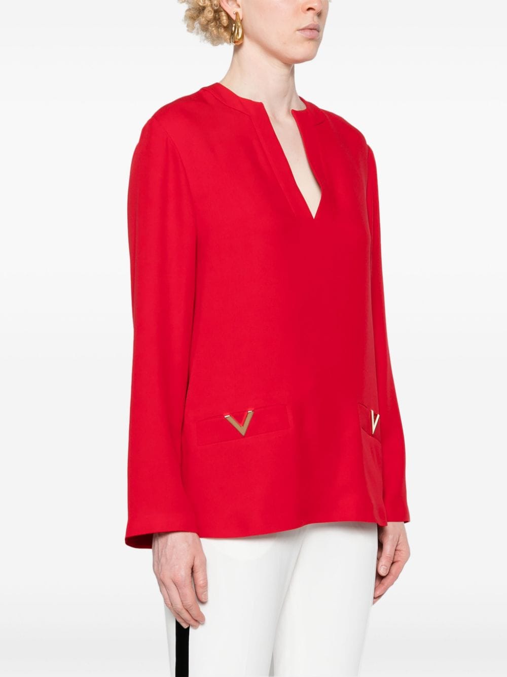 Valentino Red Silk Crepe Shirt image 1