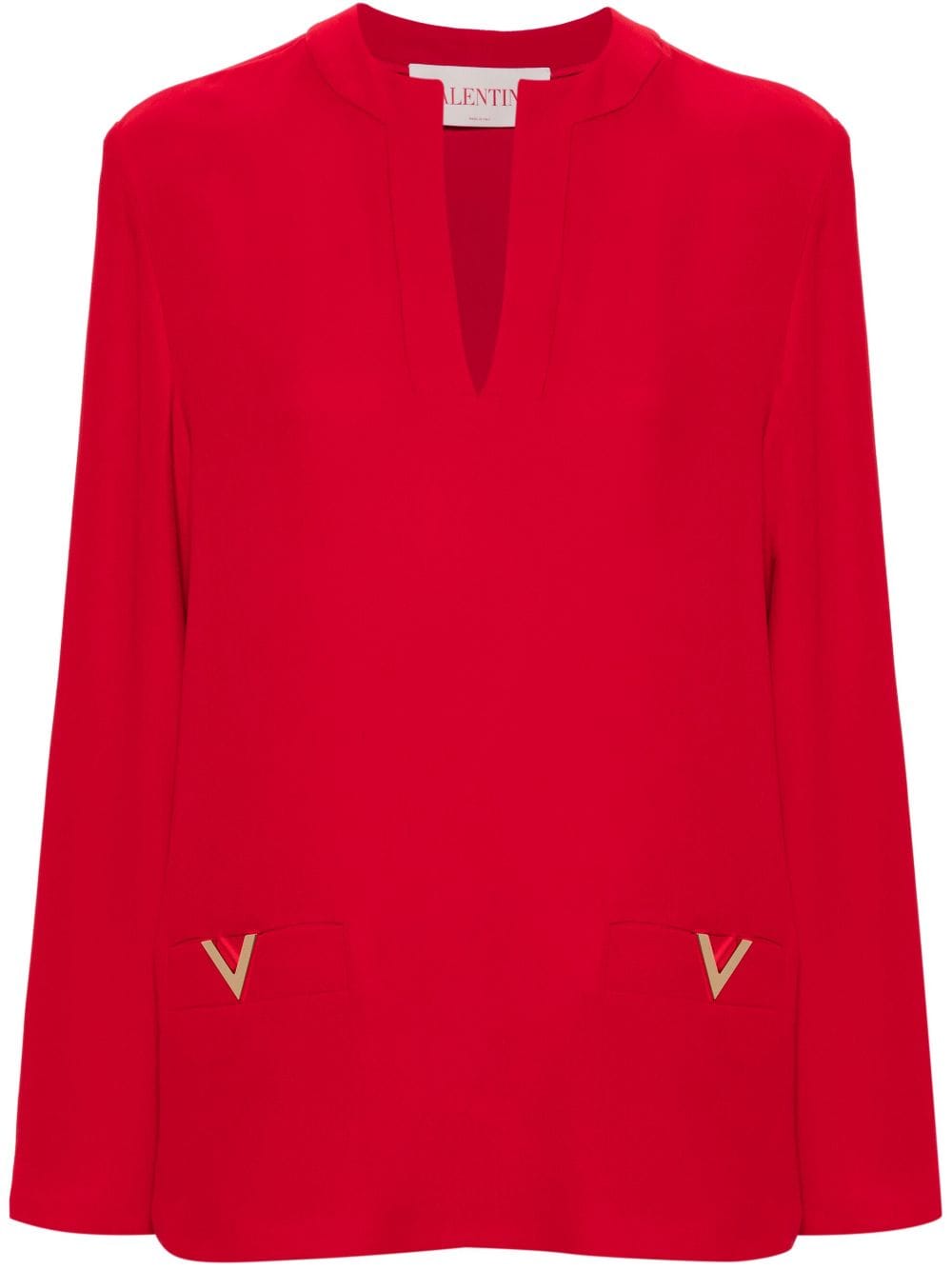 Valentino Red Silk Crepe Shirt image 0