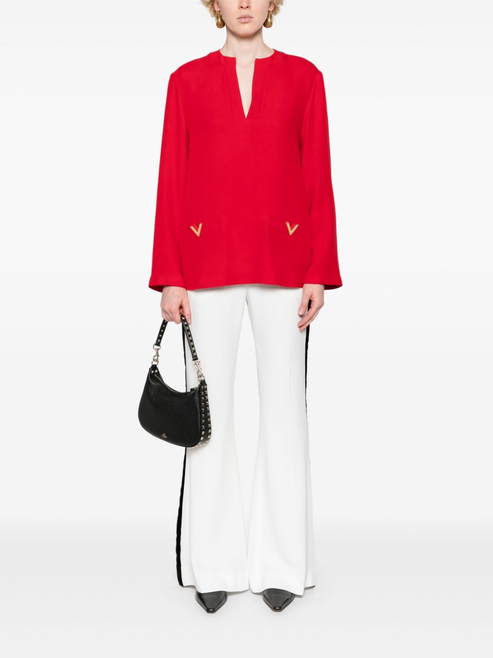 Valentino Red Silk Crepe Shirt image 4