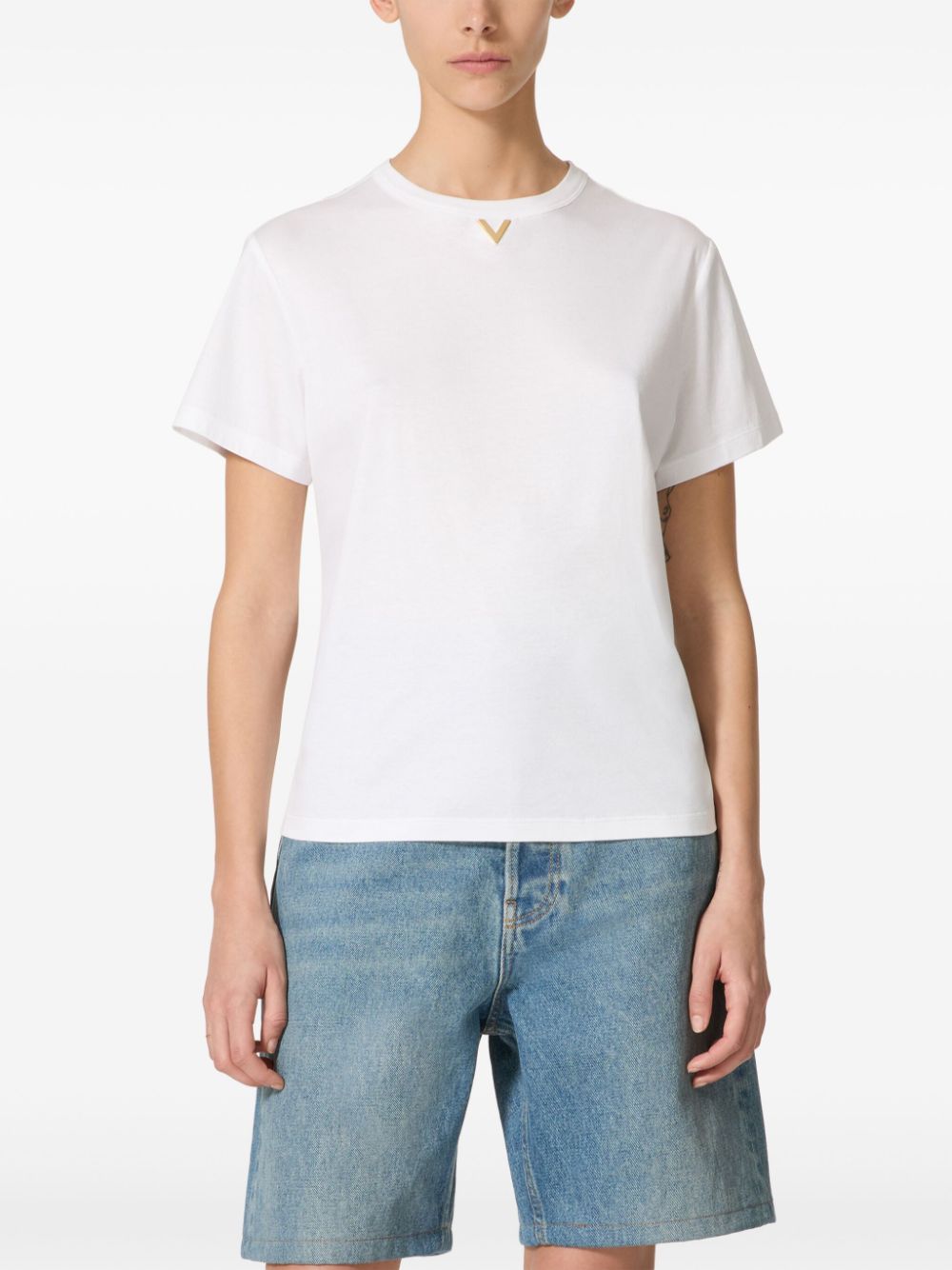 Valentino Garavani White Cotton Crew Neck T-Shirt image 1