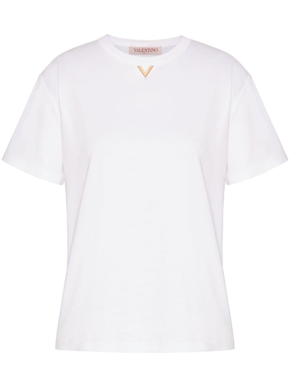 Valentino Garavani White Cotton Crew Neck T-Shirt image 0