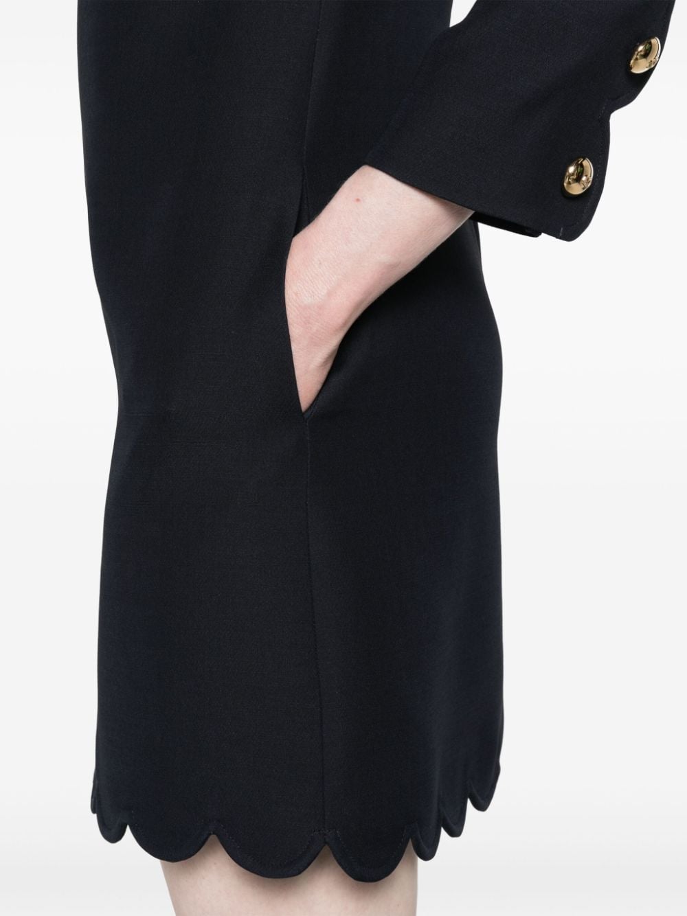 Valentino Garavani Navy Blue Wool-Silk Blend Shift Dress image 1