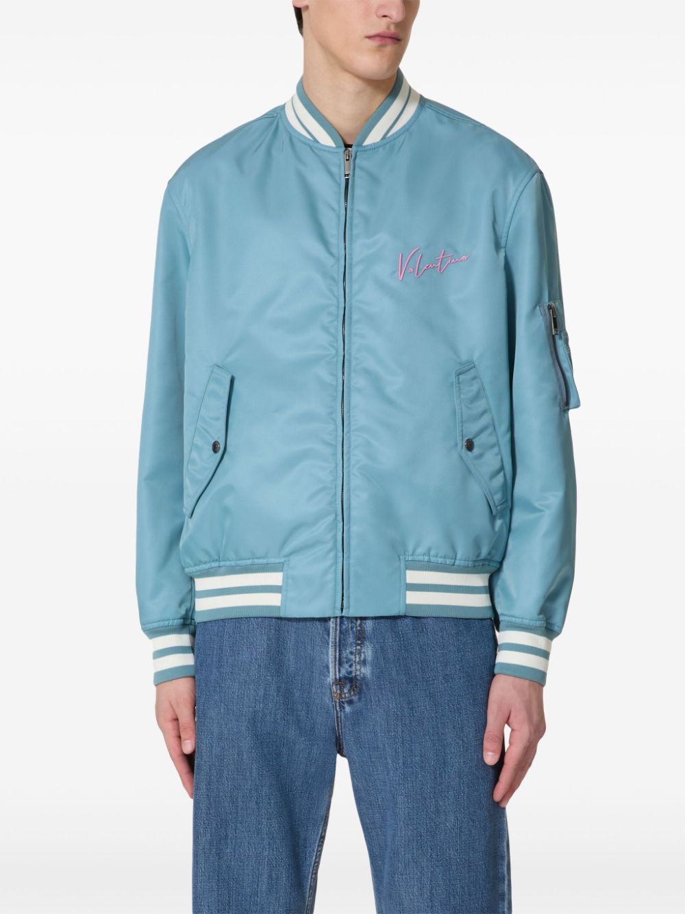 Valentino Grey Embroidered Logo Coat image 2