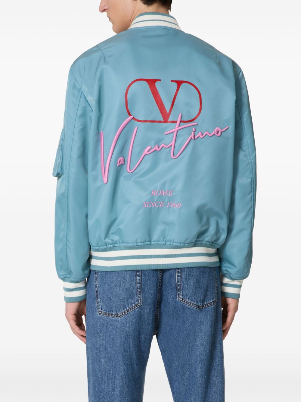 Valentino Grey Embroidered Logo Coat image 3