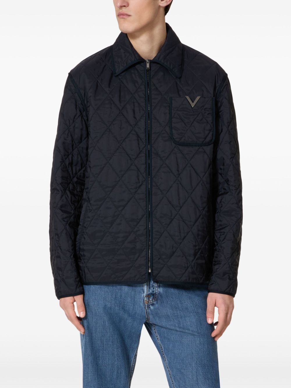 Valentino Garavani Men's Navy Blue Quilted Jacket image 3