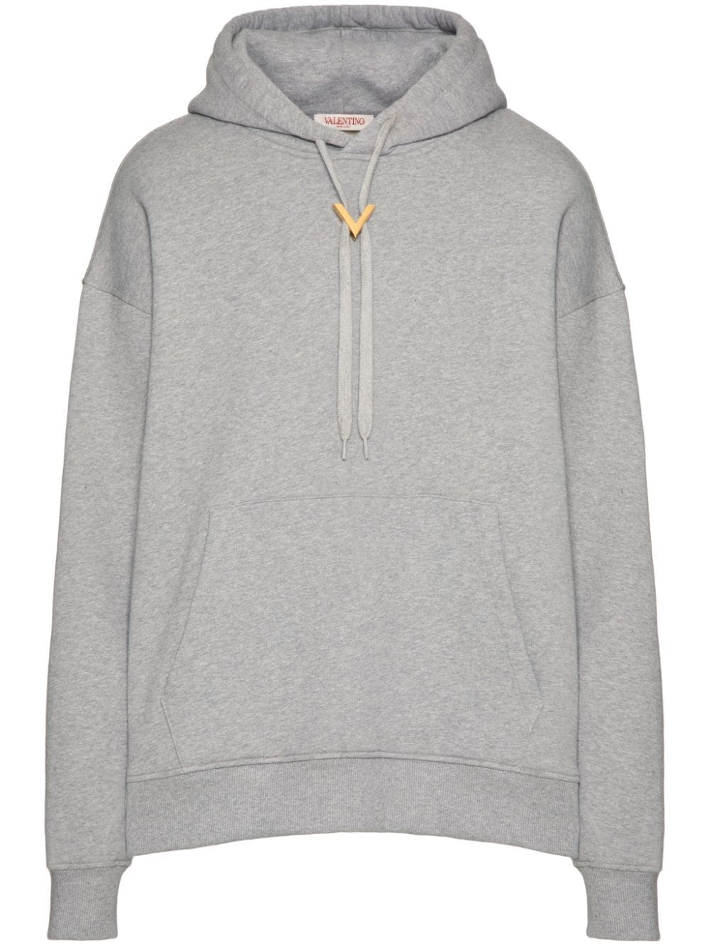 Valentino Garavani Grey Cotton Drawstring Hoodie image 0