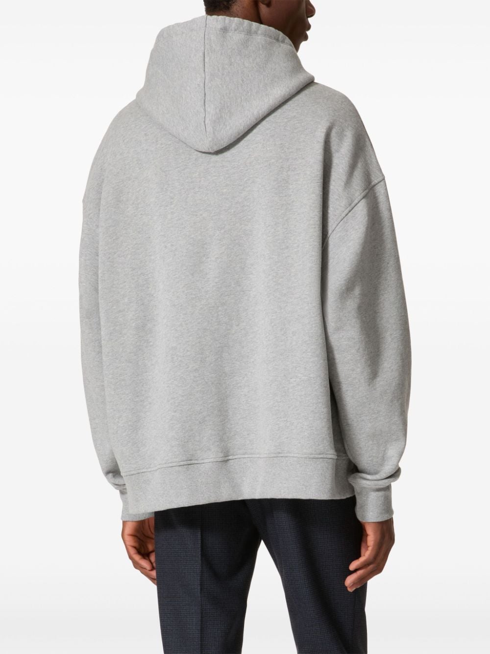 Valentino Garavani Grey Cotton Drawstring Hoodie image 2