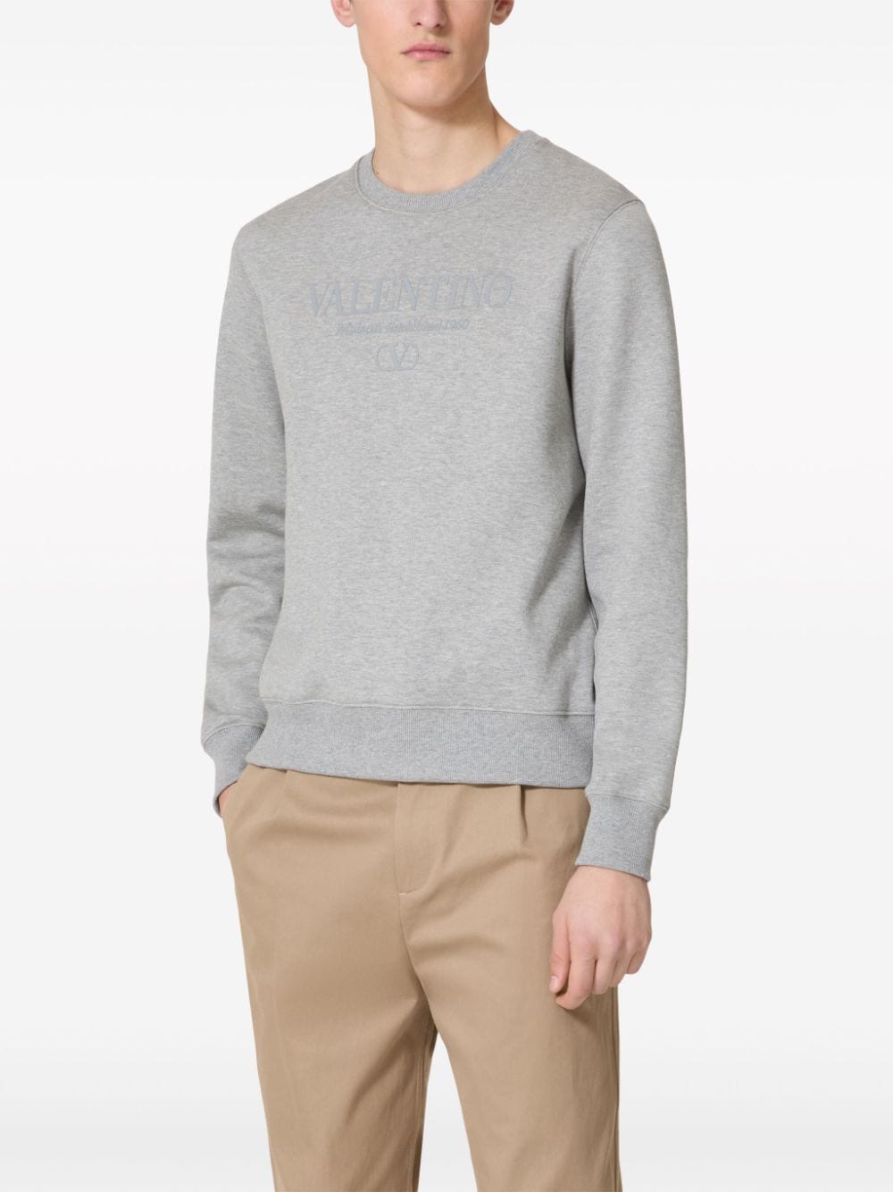 Valentino Garavani Grey Cotton Blend Sweater image 2