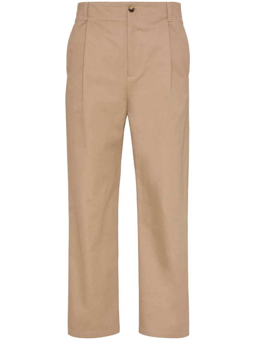 Valentino Beige Pleated Cotton Trousers image 0