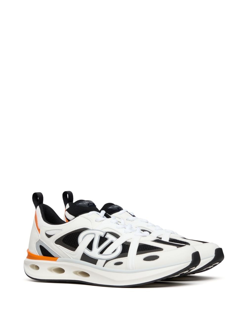 Valentino Garavani Orange Calf Leather Panelled Sneakers image 2