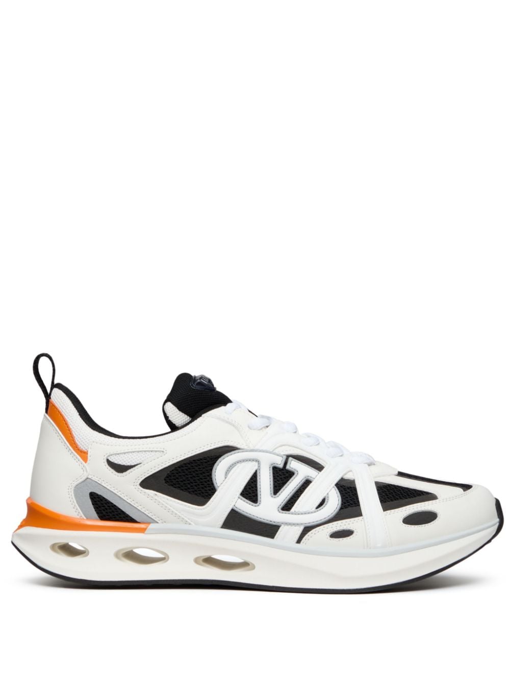 Valentino Garavani Orange Calf Leather Panelled Sneakers image 0