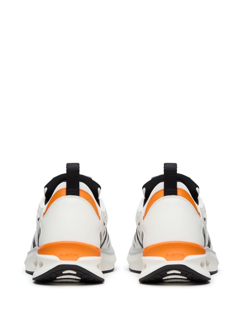 Valentino Garavani Orange Calf Leather Panelled Sneakers image 3