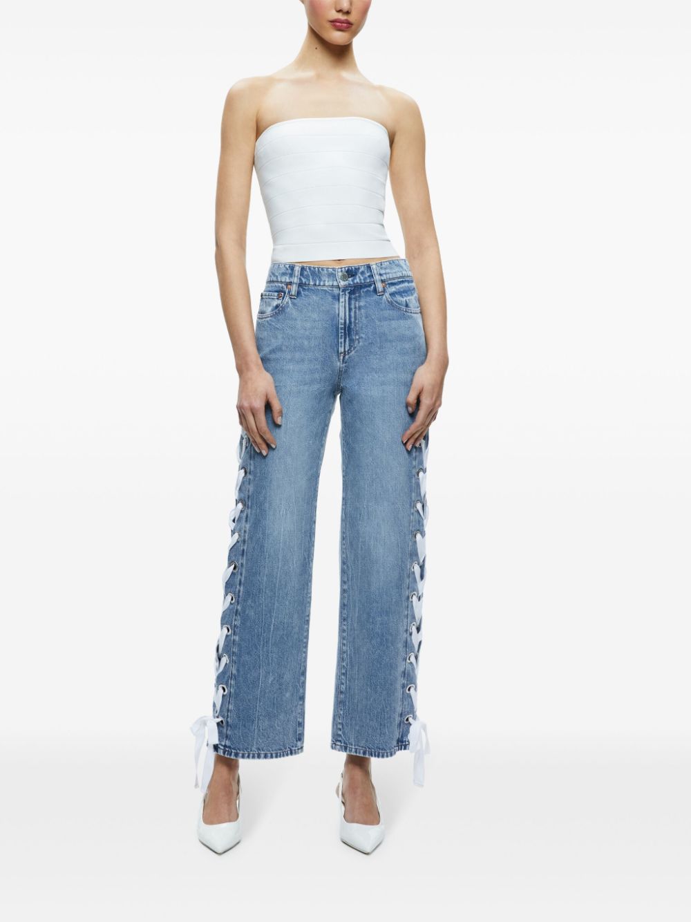 Alice + Olivia Blue Cropped Jeans image 3