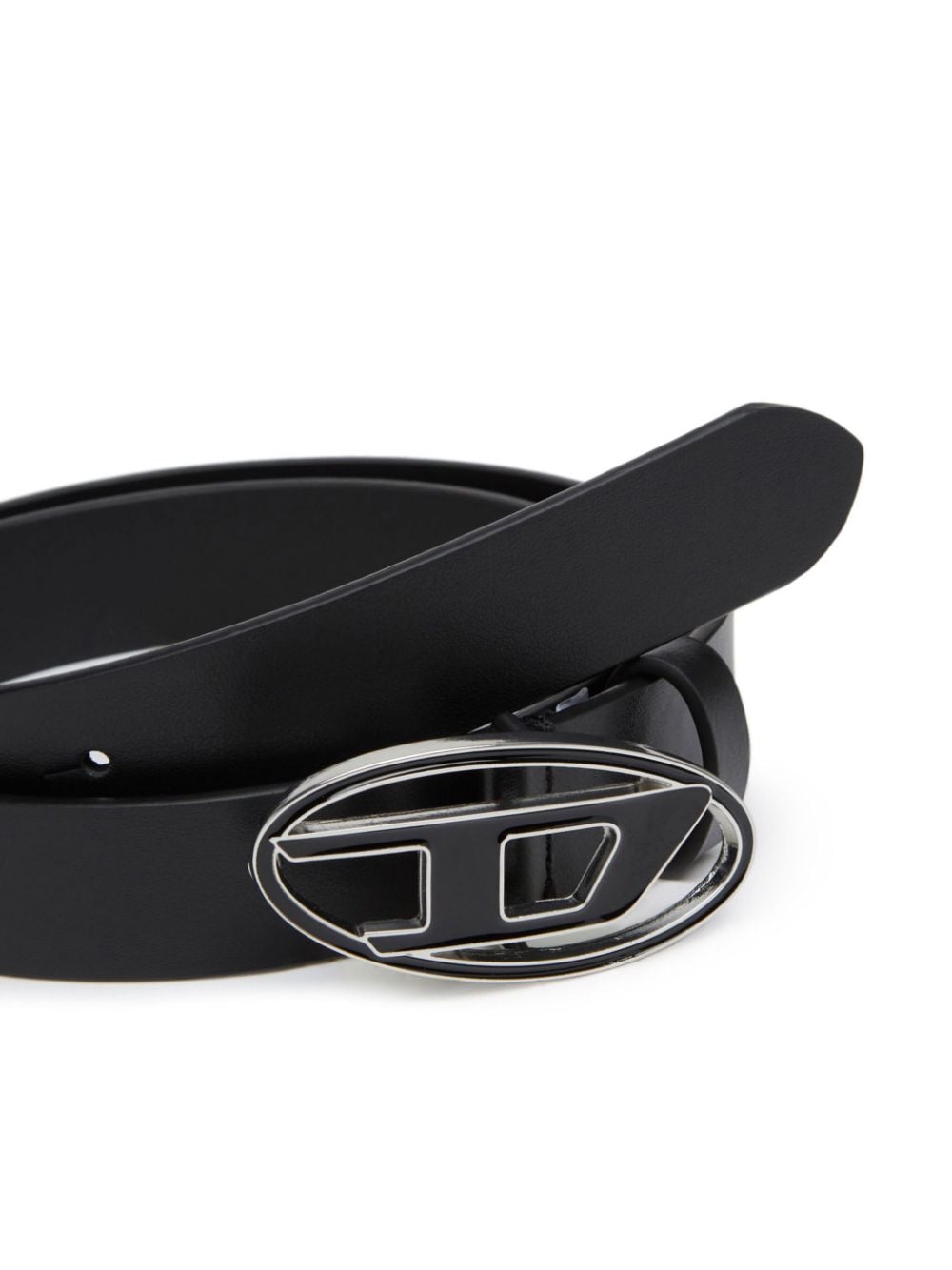 Diesel Men's Black Calf Leather Belt with Logo Plaque image 2