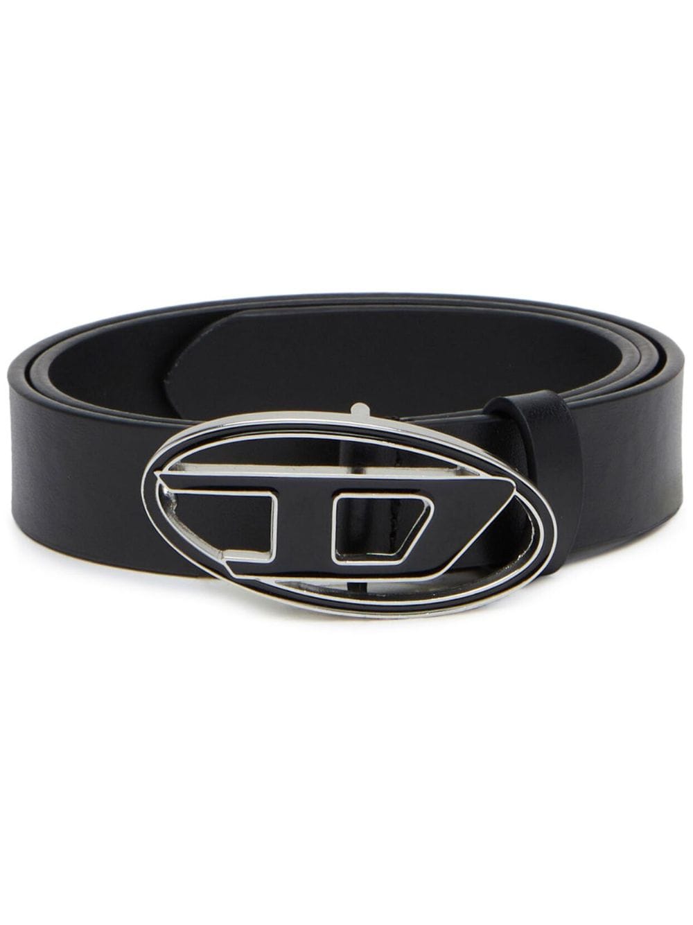 Diesel Men's Black Calf Leather Belt with Logo Plaque image 0