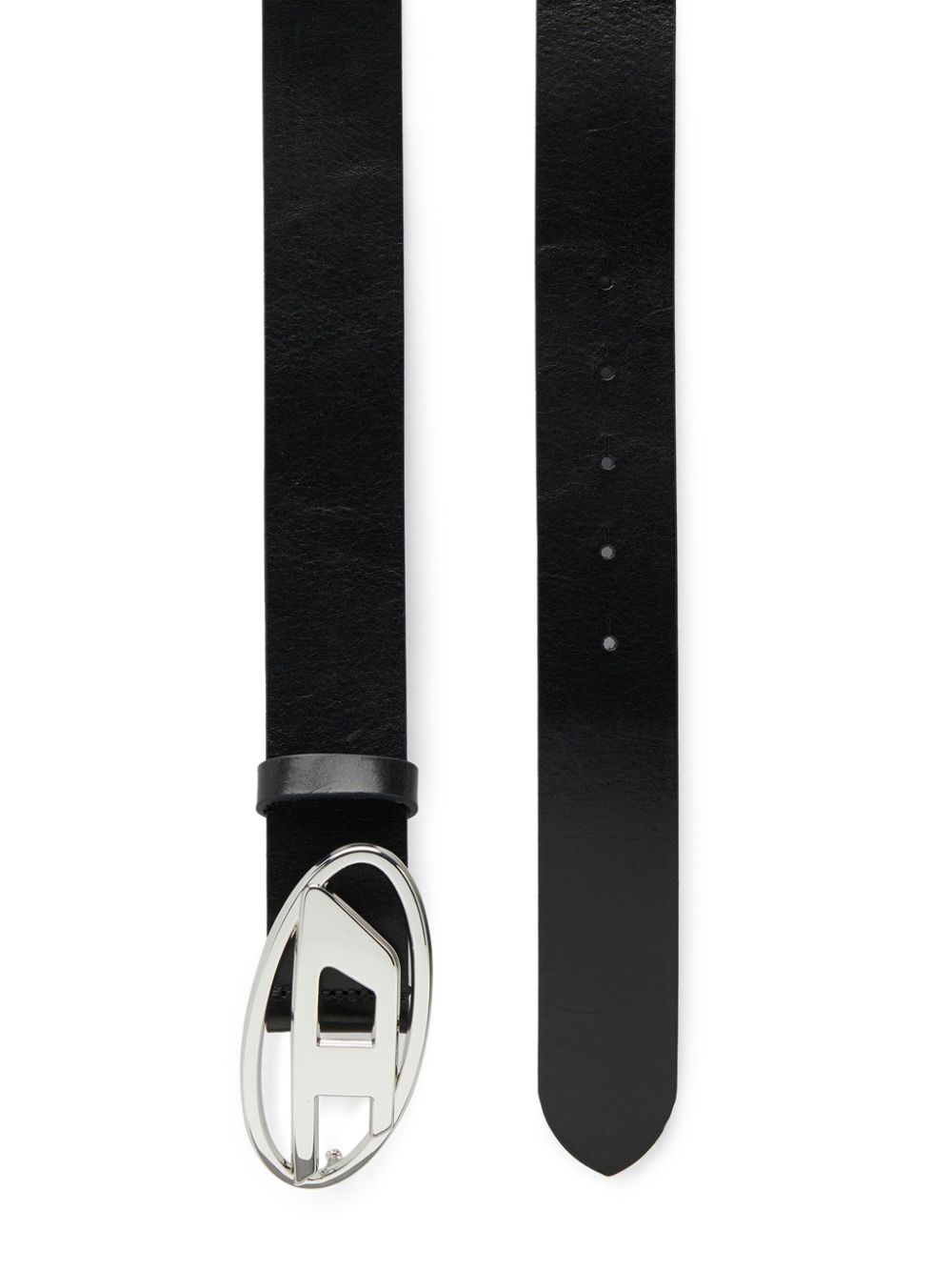 Diesel Black Leather Belt with Logo Buckle image 3