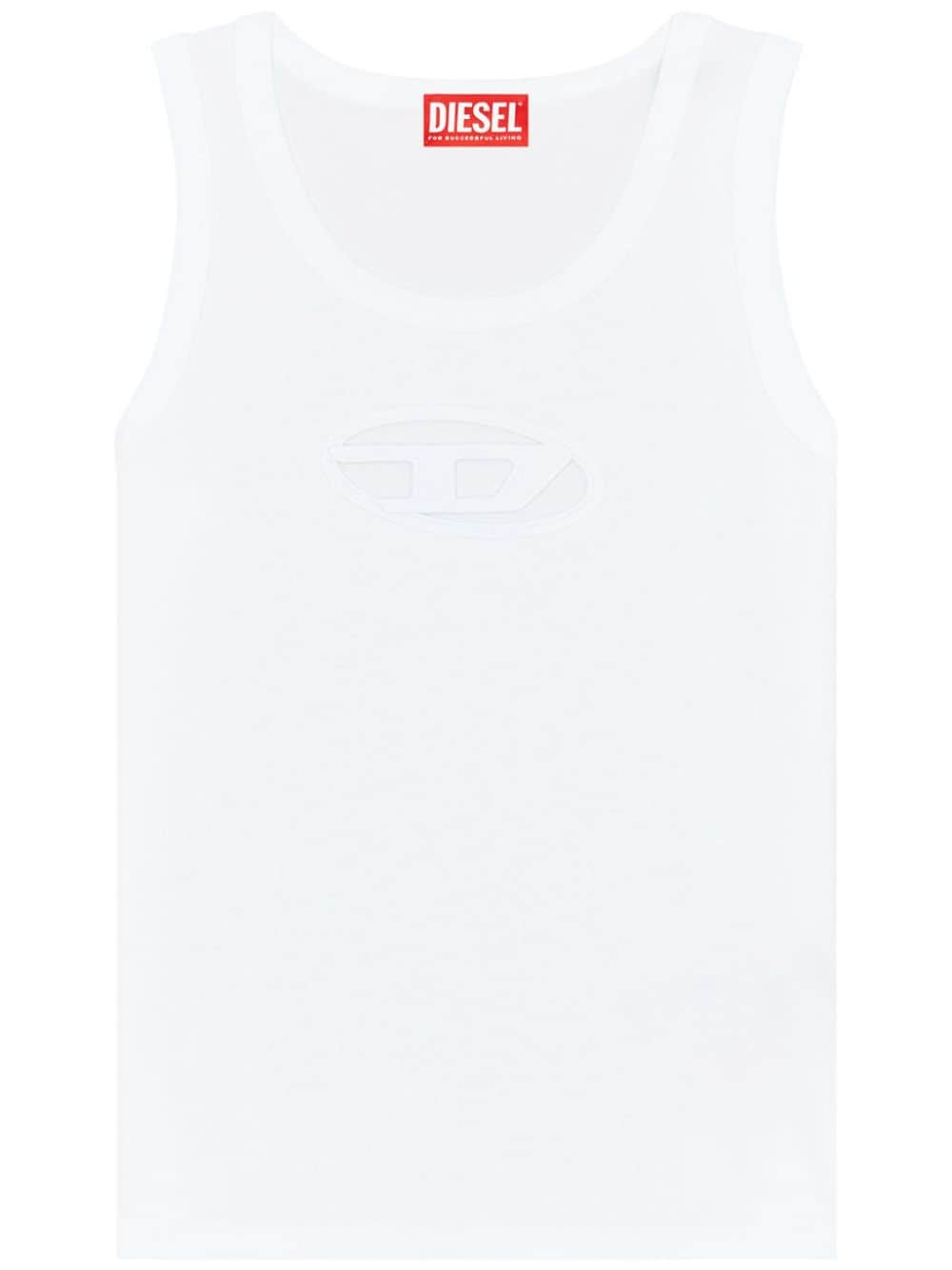 Diesel Women's White Oval D Logo Sleeveless Jersey Top image 0