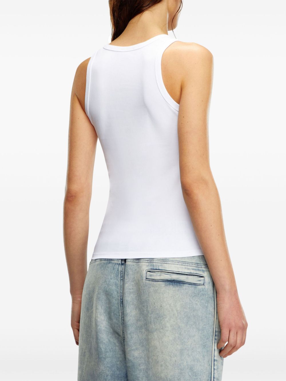 Diesel Women's White Oval D Logo Sleeveless Jersey Top image 2