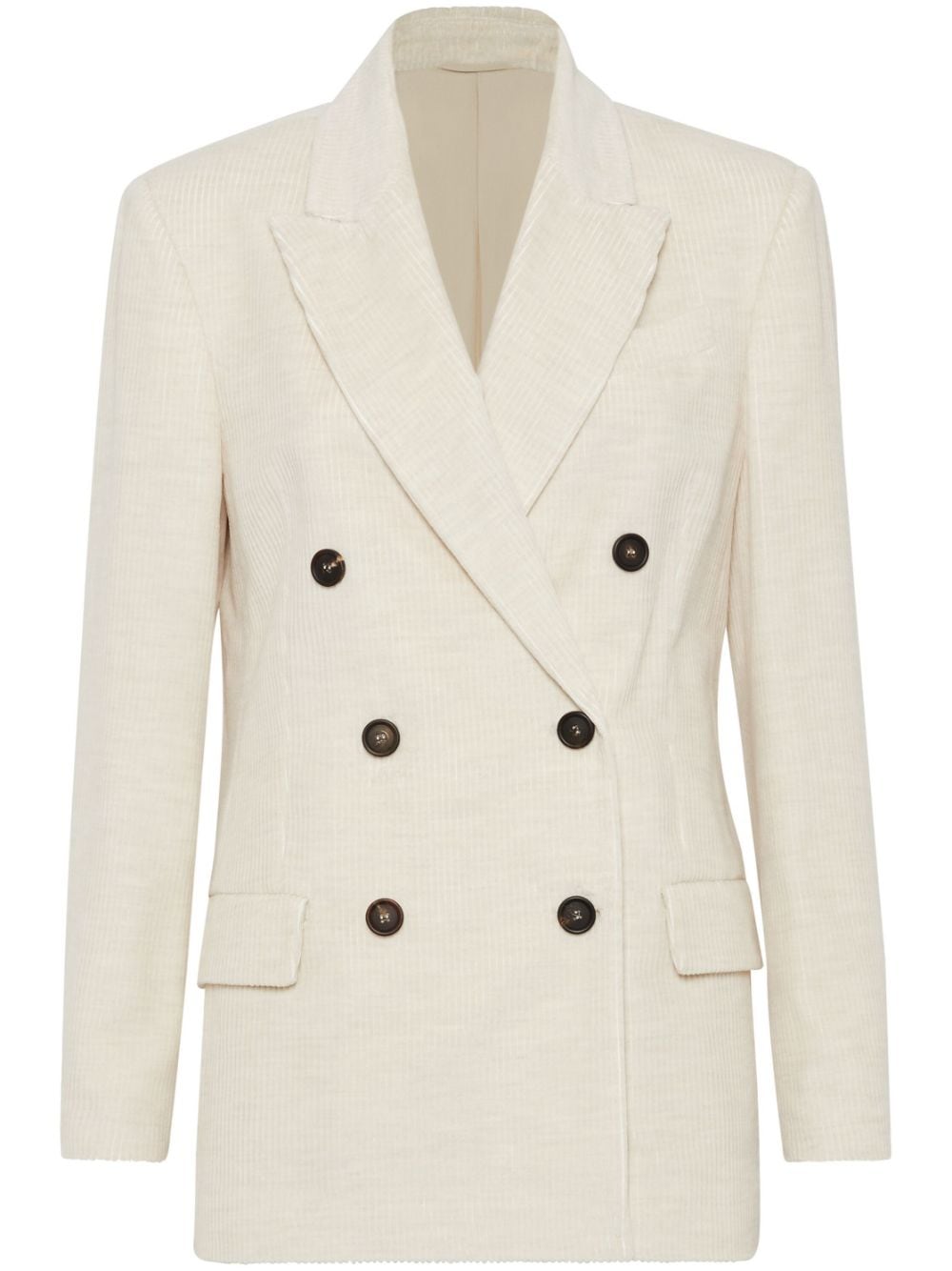 Brunello Cucinelli Ivory Corduroy Double-Breasted Jacket image 0