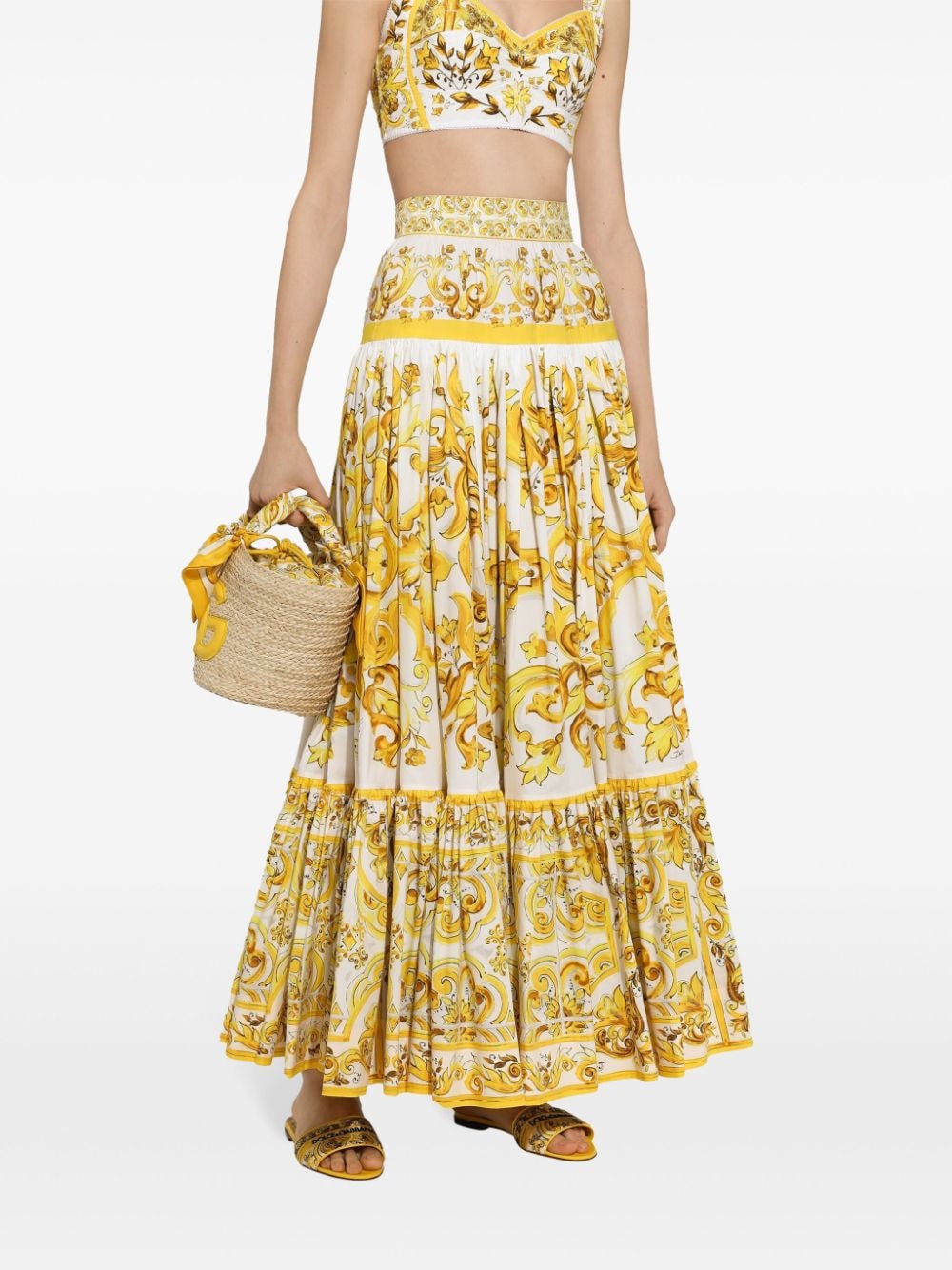 Dolce & Gabbana Majolica Print Pleated Tiered Skirt image 1