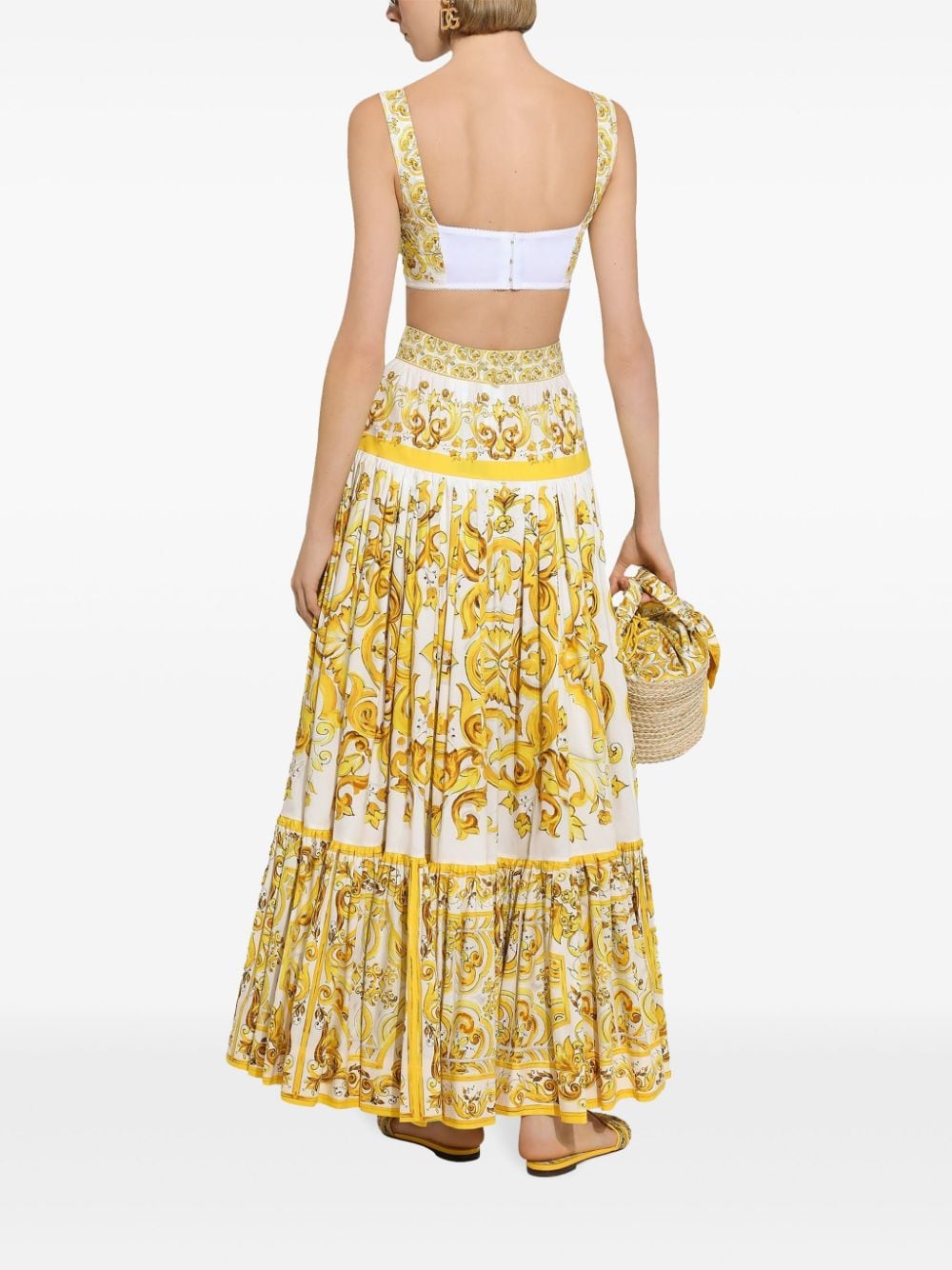 Dolce & Gabbana Majolica Print Pleated Tiered Skirt image 2