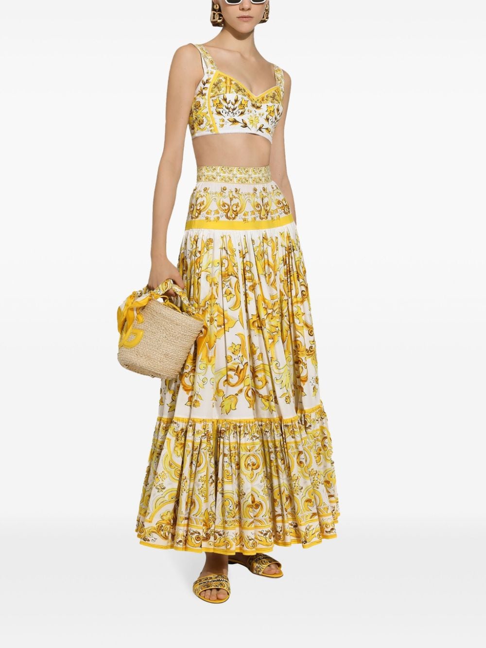 Dolce & Gabbana Majolica Print Pleated Tiered Skirt image 3