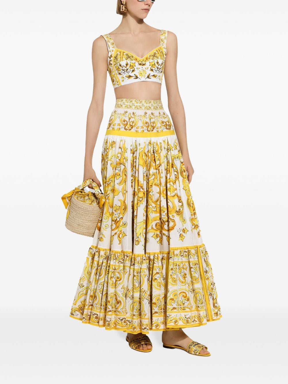 Dolce & Gabbana Majolica Print Pleated Tiered Skirt image 4