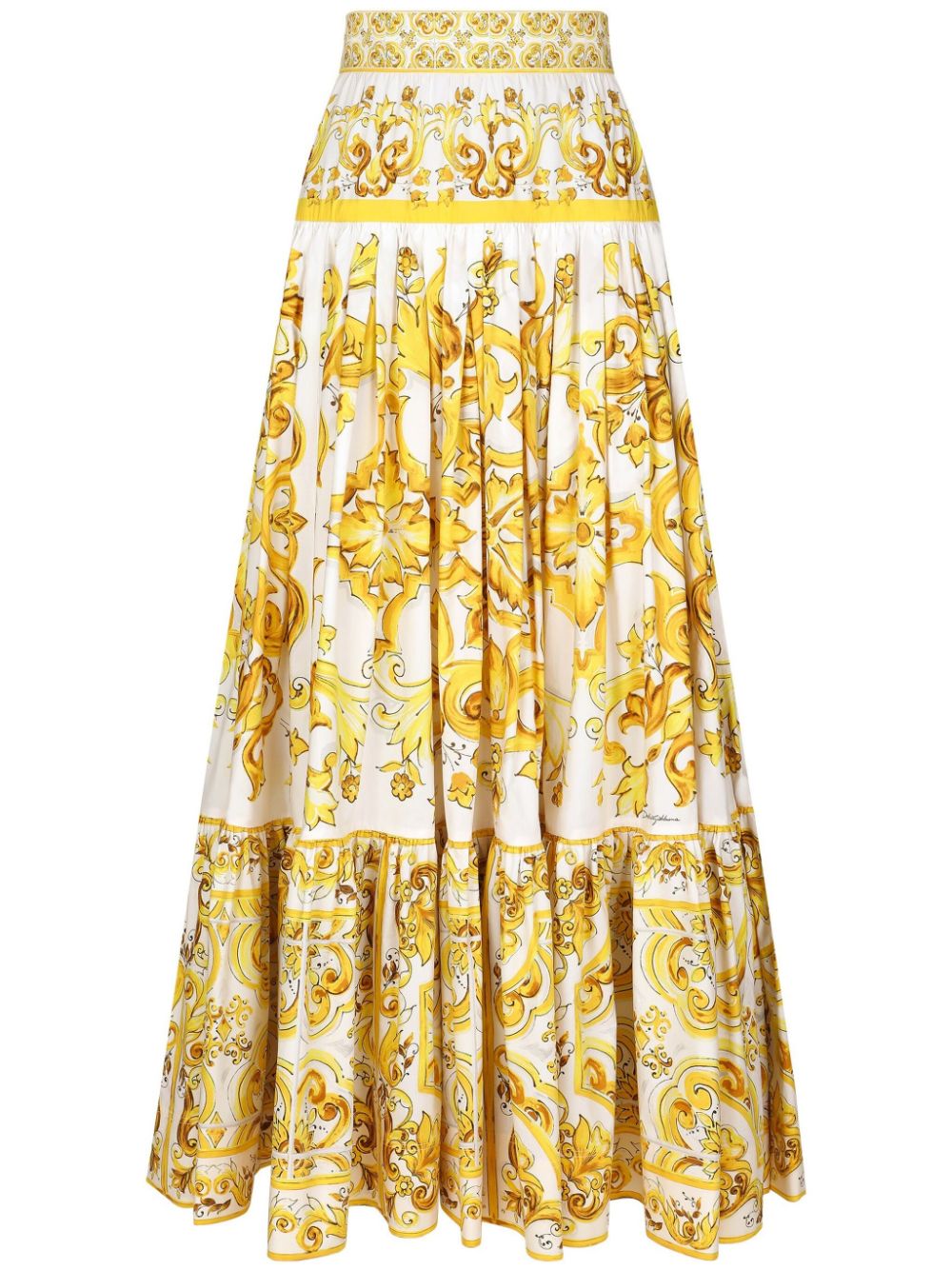 Dolce & Gabbana Majolica Print Pleated Tiered Skirt image 0