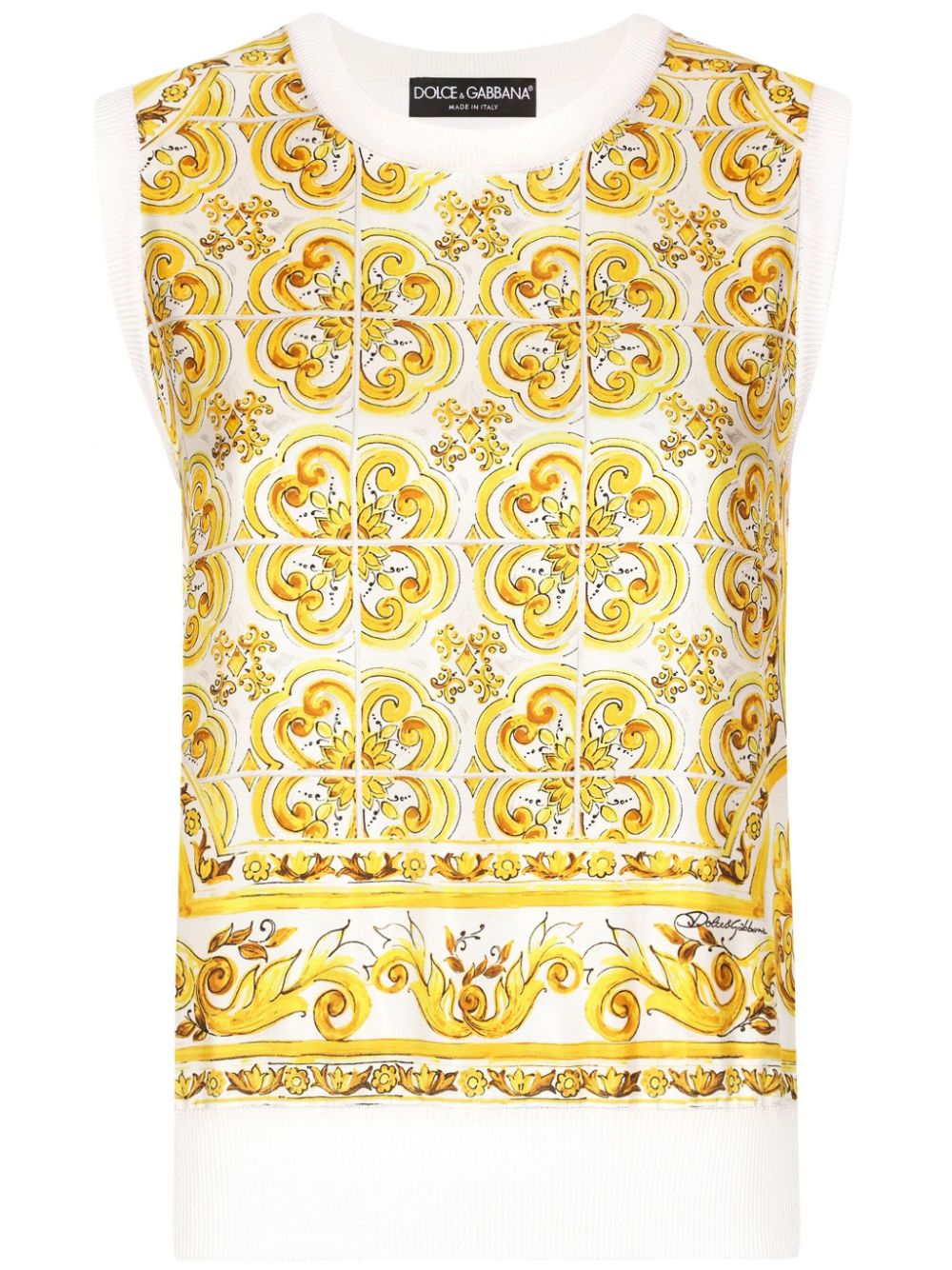 Dolce & Gabbana Yellow Silk Sleeveless Top image 0