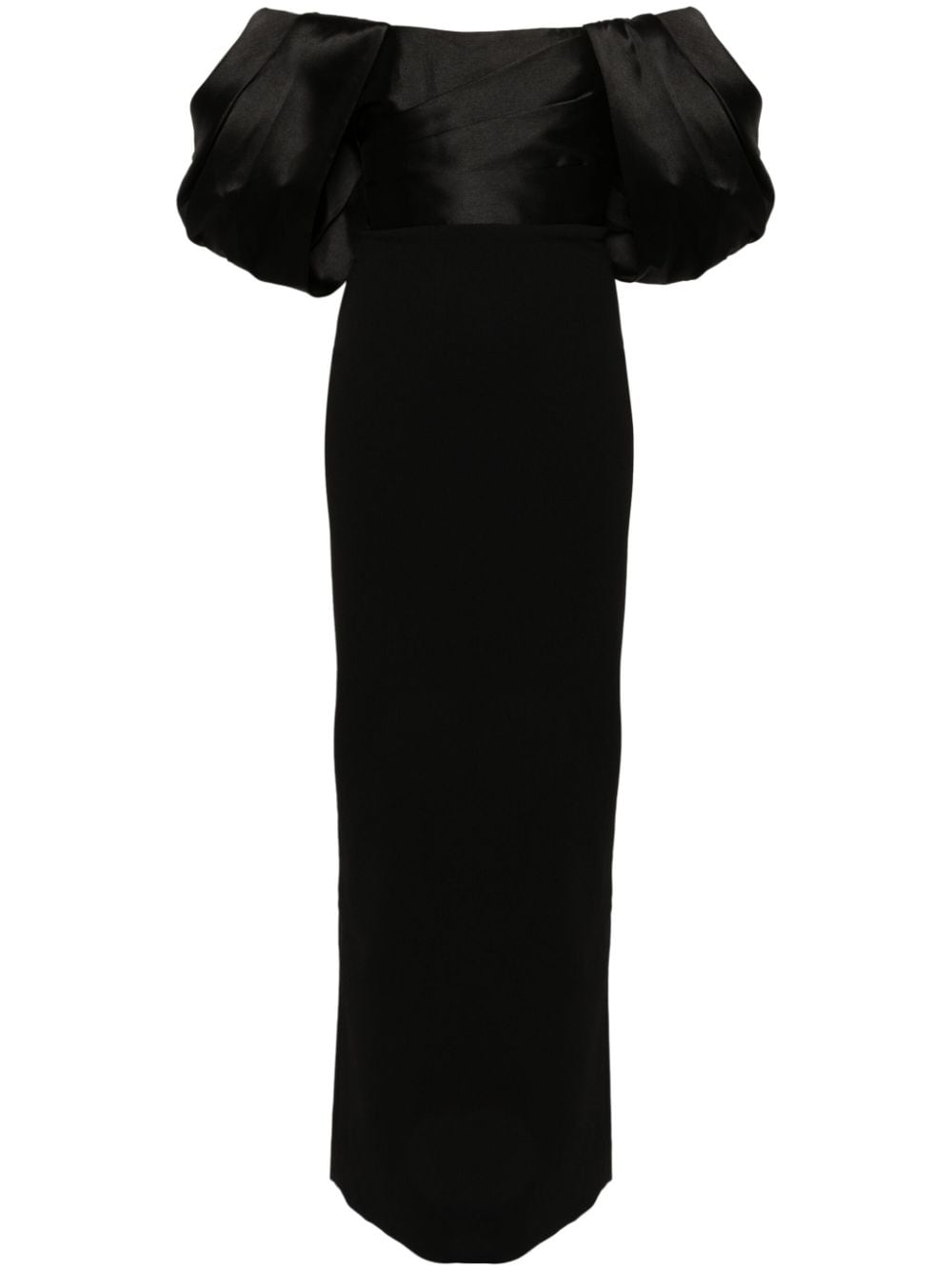 Solace London Black Strapless Draped Maxi Dress image 0