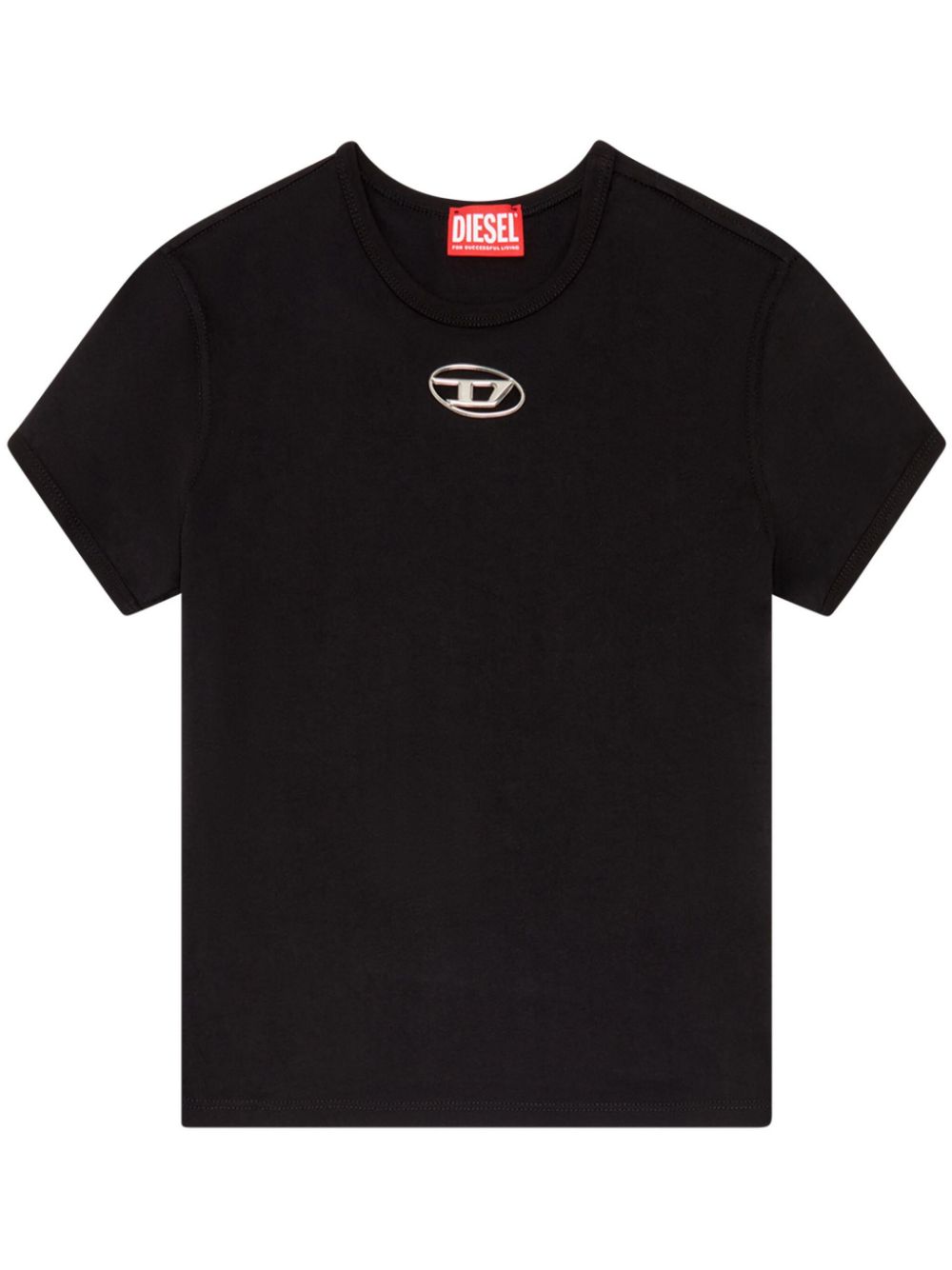 Diesel Men's Black Cotton T-Shirt with Silver Logo image 0