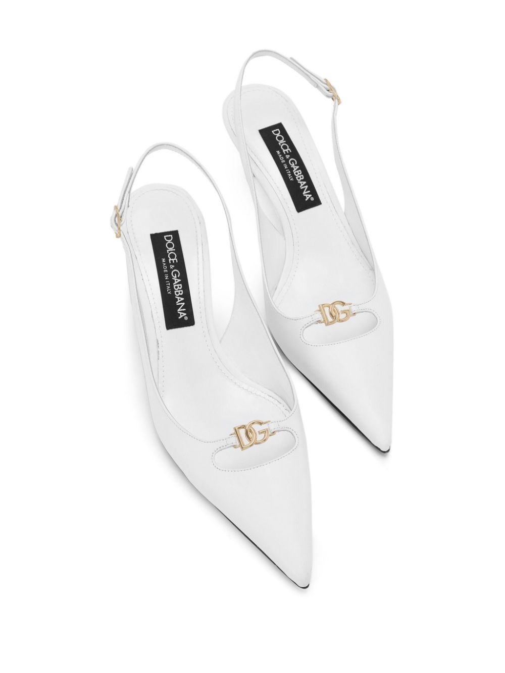 Dolce & Gabbana White Leather Slingback Heels image 1