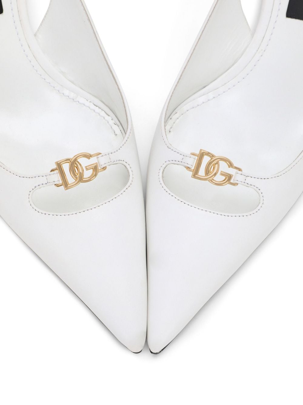 Dolce & Gabbana White Leather Slingback Heels image 2