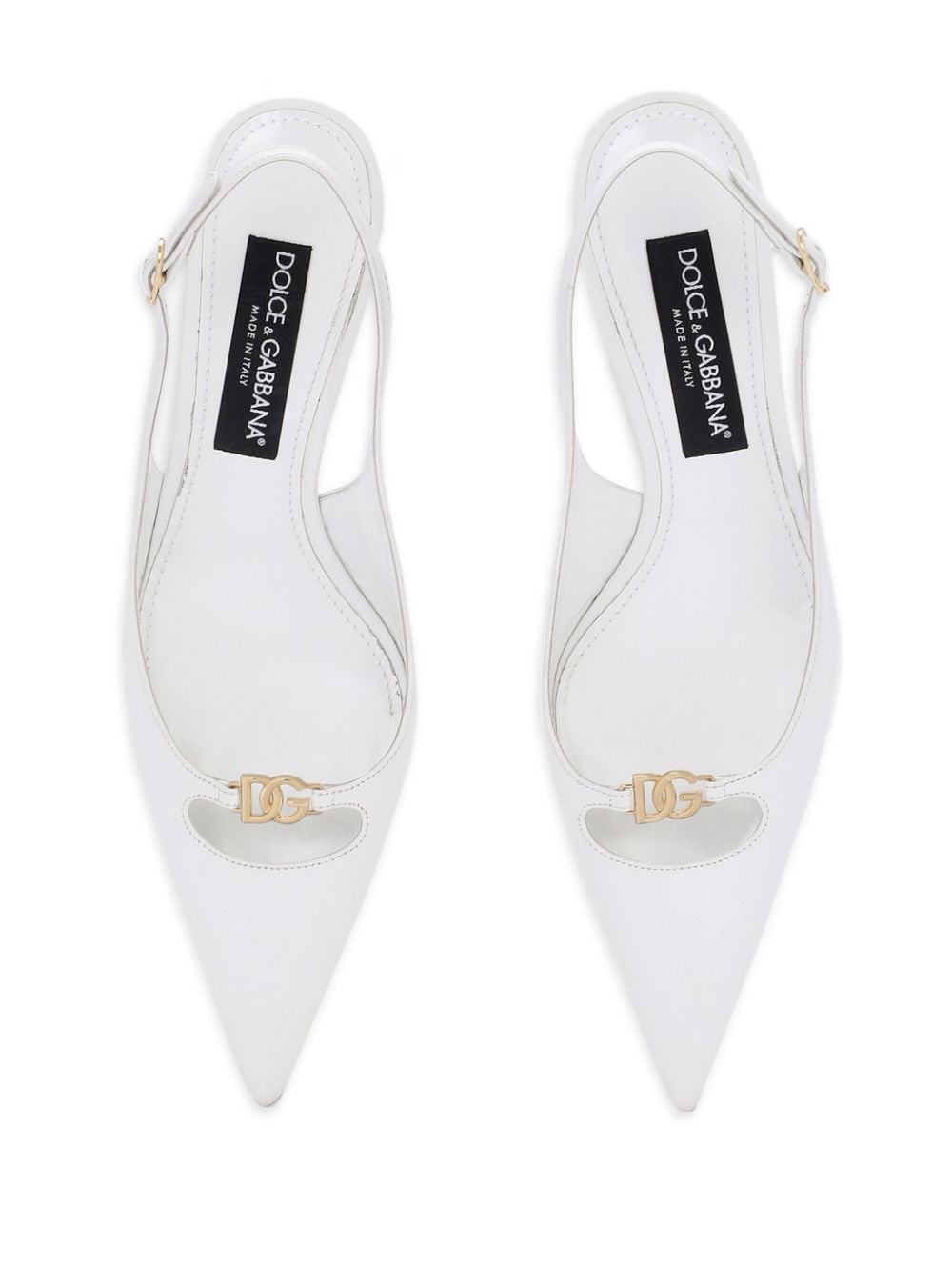 Dolce & Gabbana White Leather Slingback Heels image 3