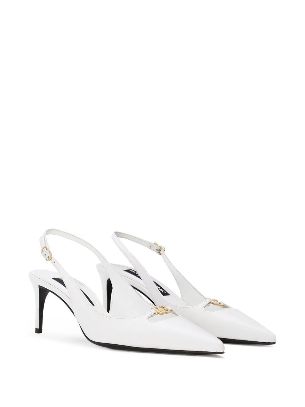 Dolce & Gabbana White Leather Slingback Heels image 6